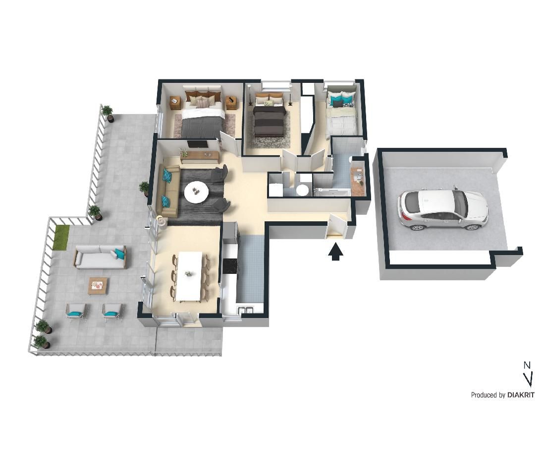 Sunny apartment with expansive rooftop terrace