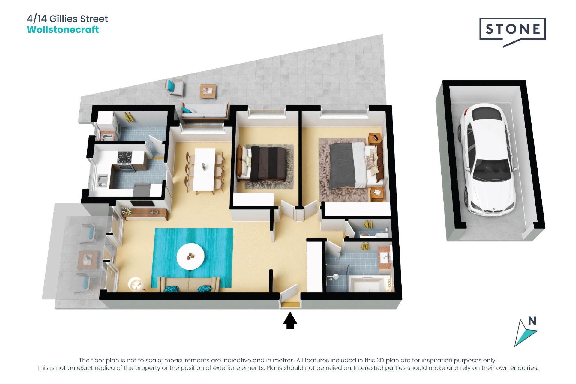 Abundant space with two leafy courtyards