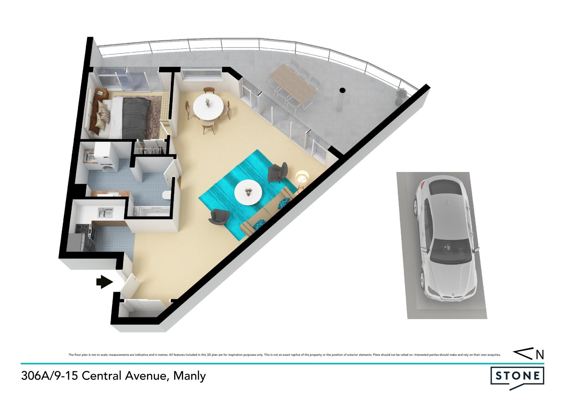 Oversized beach pad in elite resort-like building