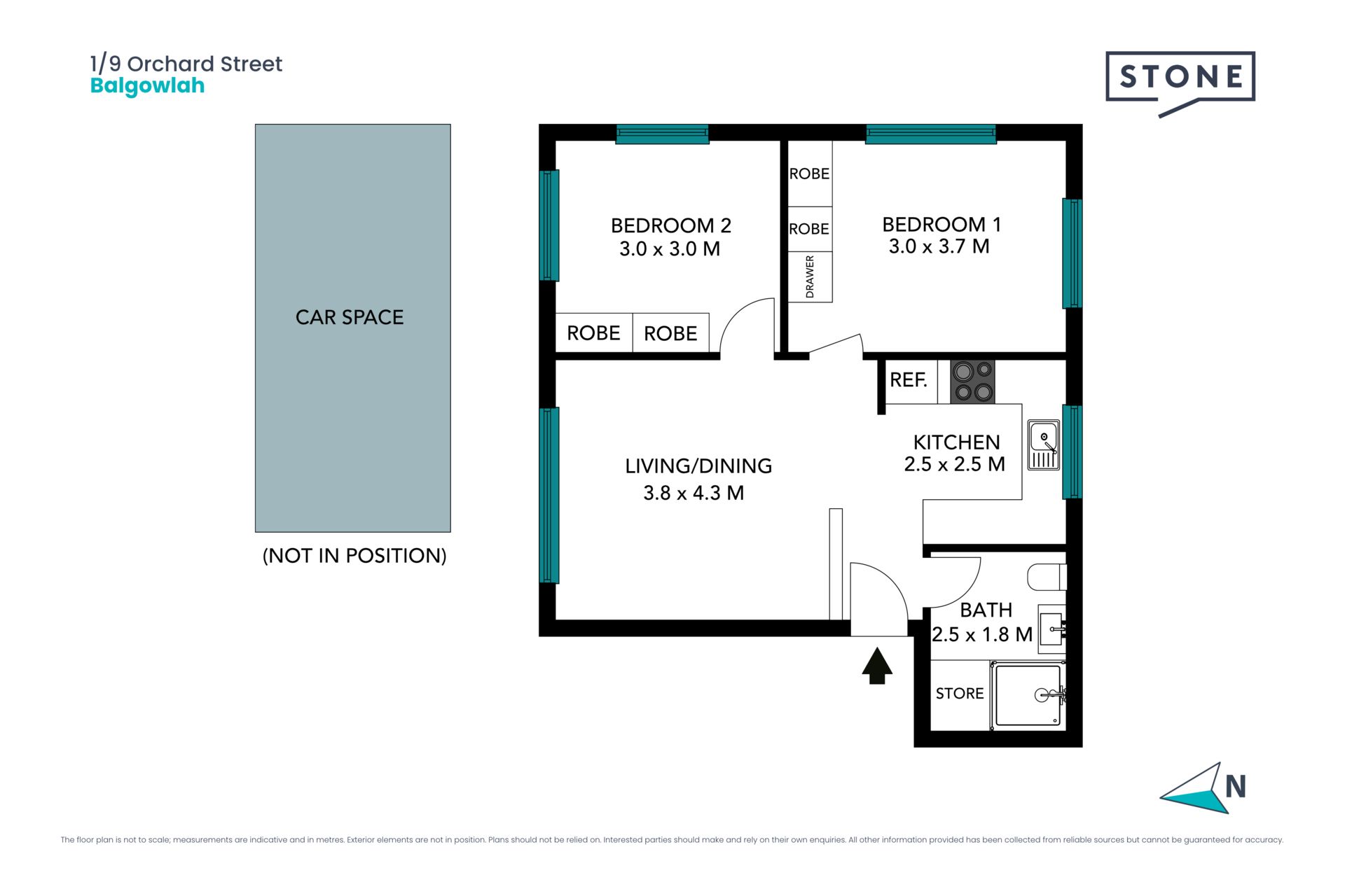 Sunny two bedroom apartment in quiet location