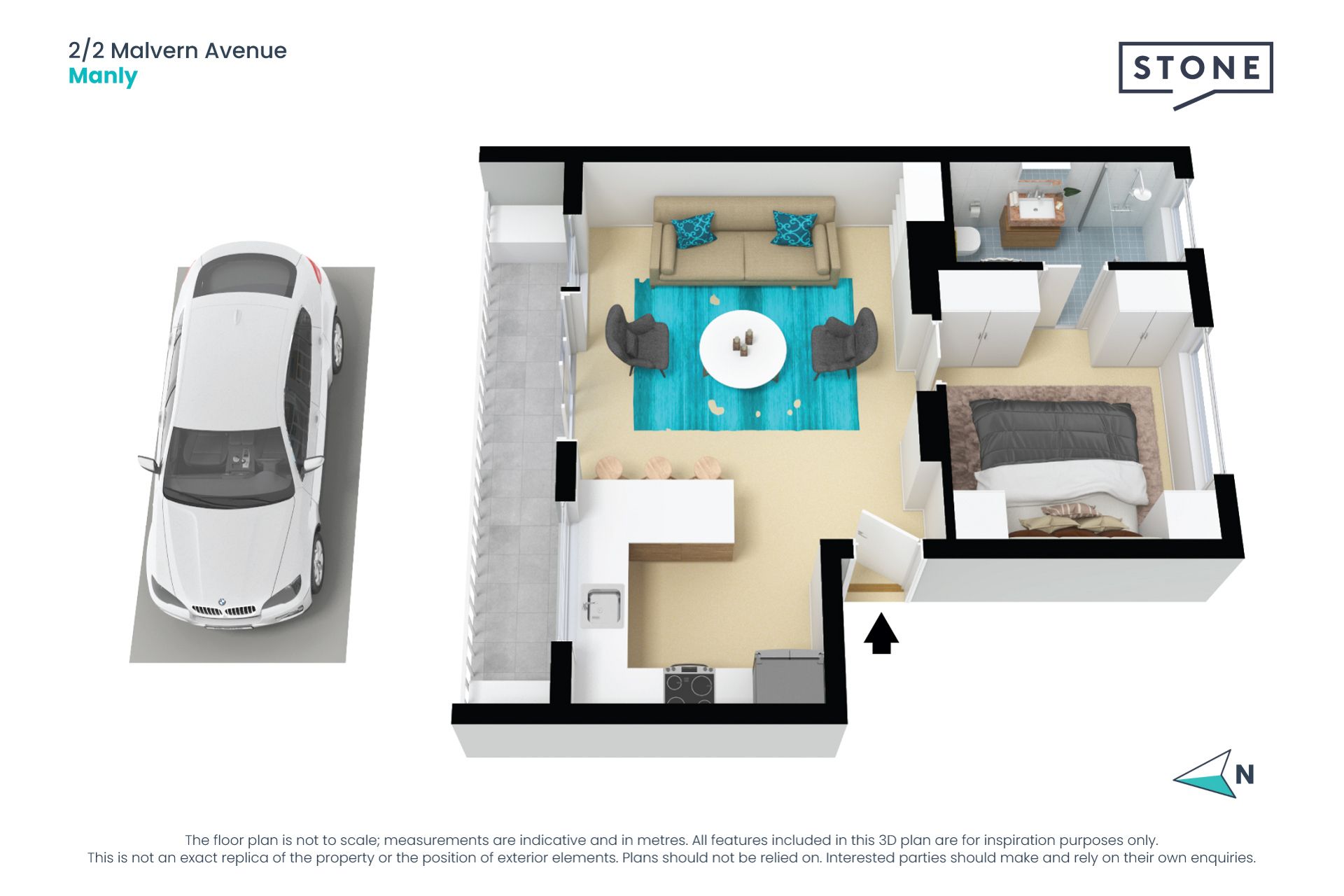 Chic one bedder one street back from the beach
