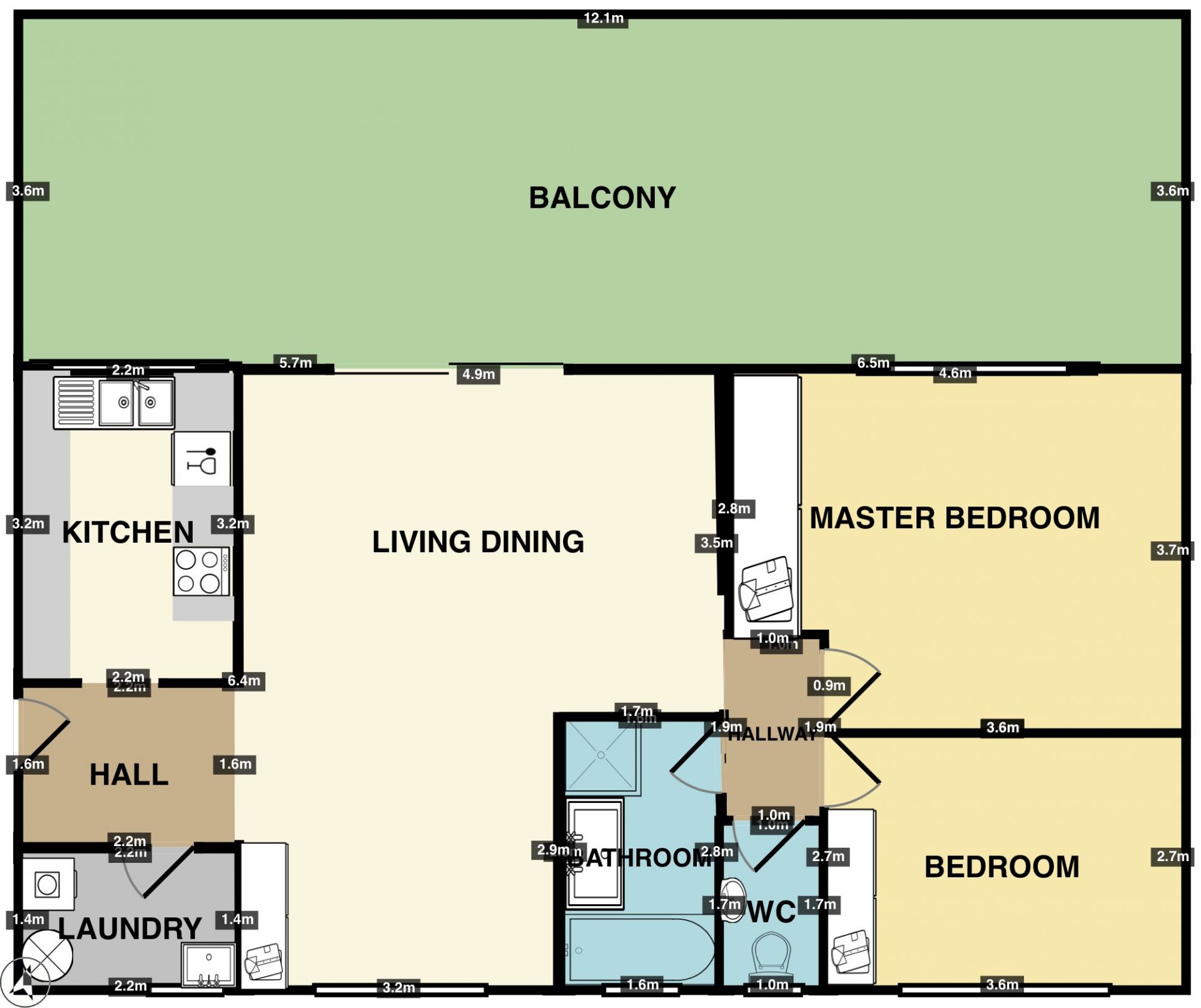 Modern 2-BR Apartment with Large Balcony and Garage in CBD