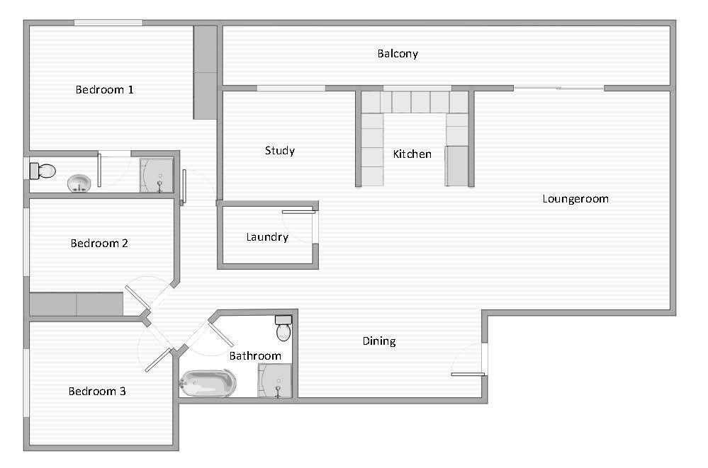 Beautiful and modern three bedroom apartment with study