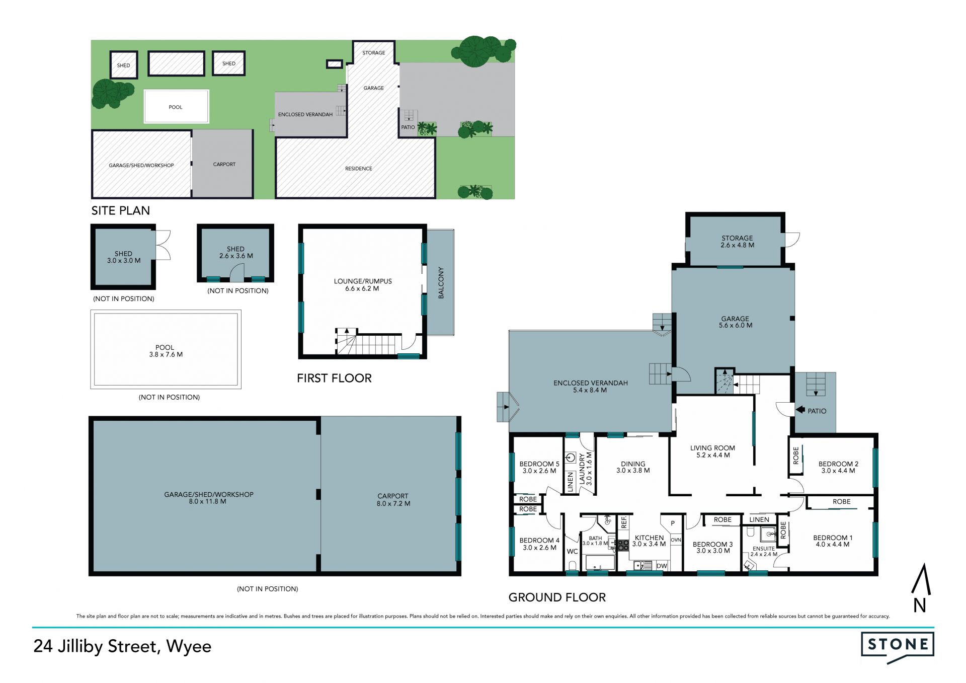 Six car garage, 1012sqm block