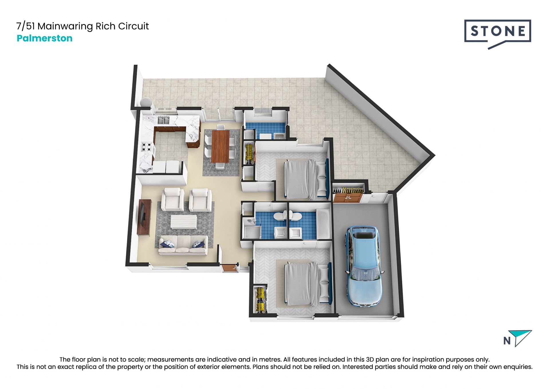 Single level townhouse at the end of a quiet complex.