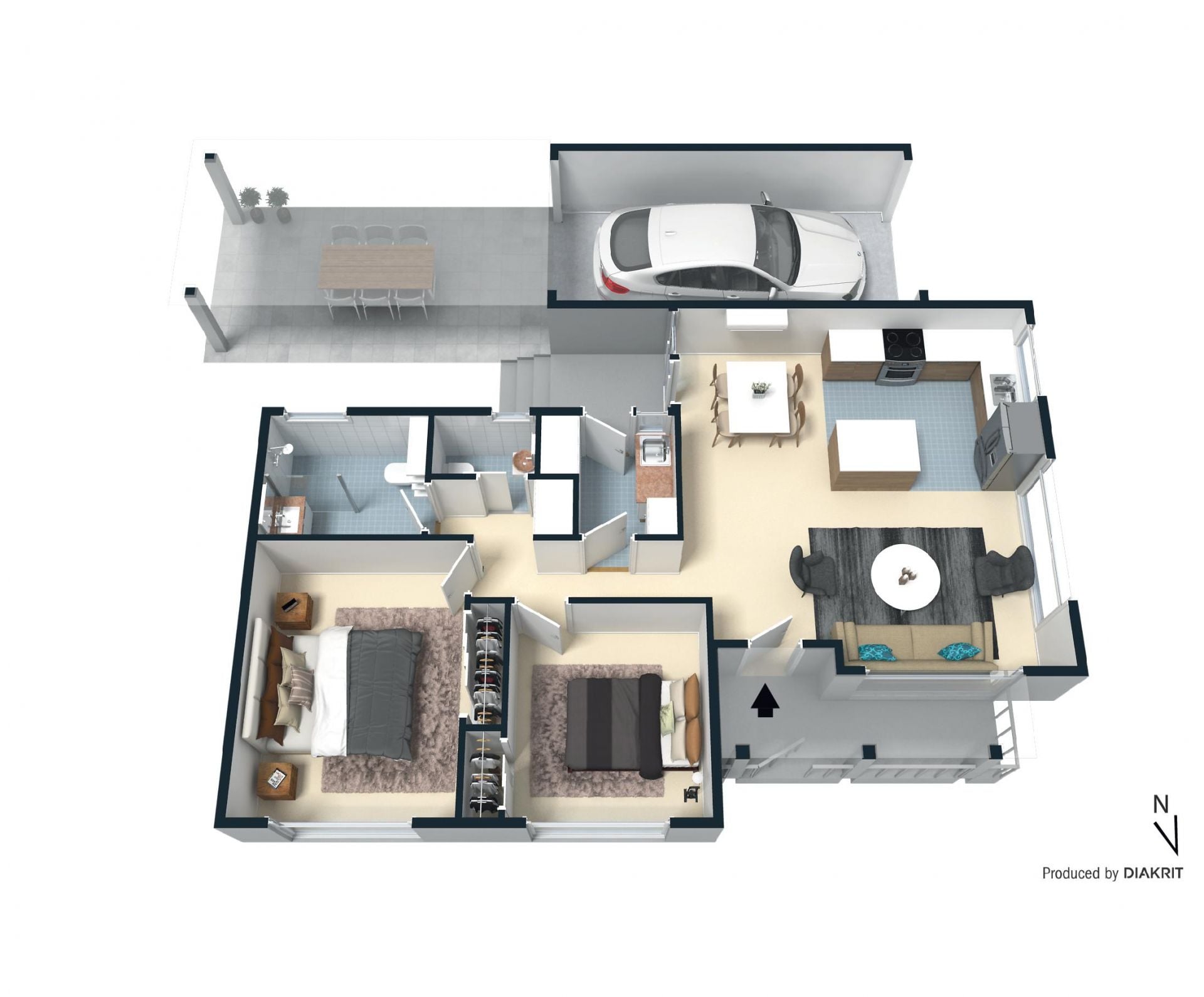 Front-facing villa bathed in natural light