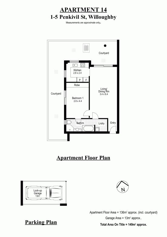 North facing garden apartment with courtyard