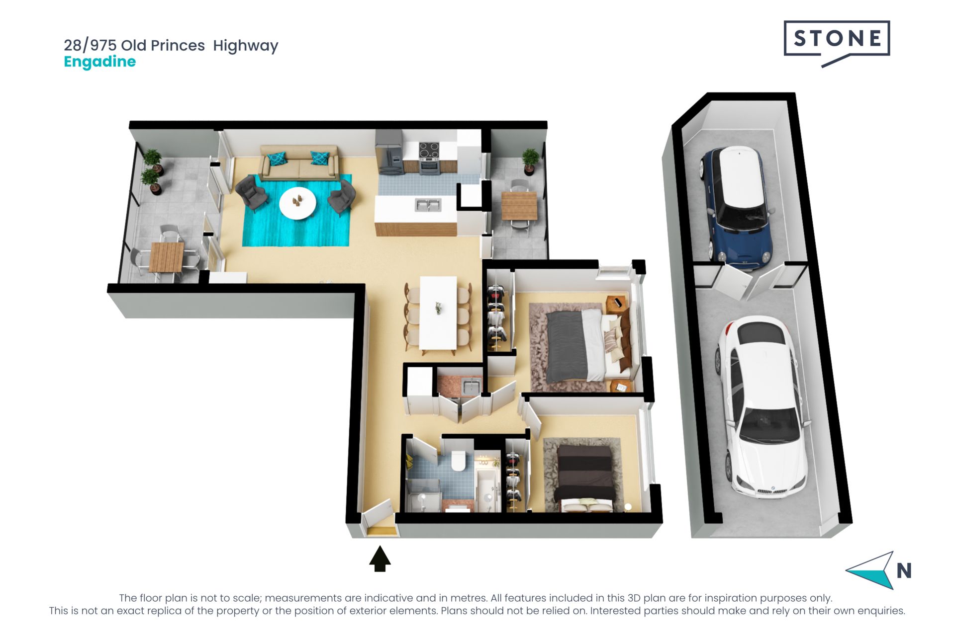 Open plan living with city skyline views