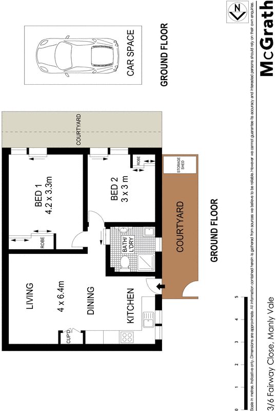 Courtyard apartment in a convenient block of 12