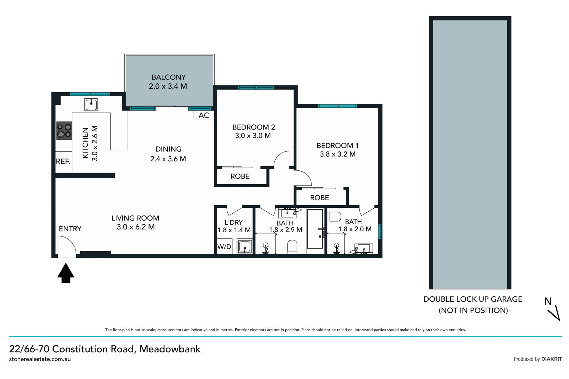Top floor apartment offering substantial internal spaces with a private entertainers balcony
