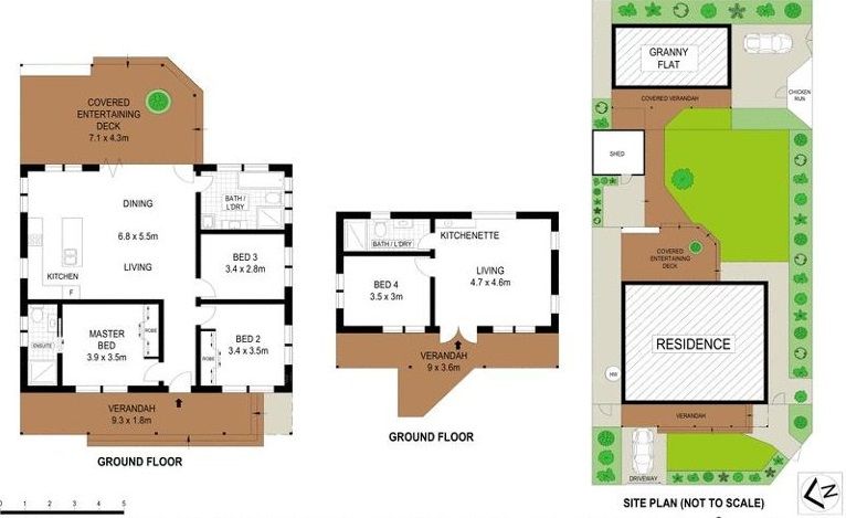 House and studio on corner block