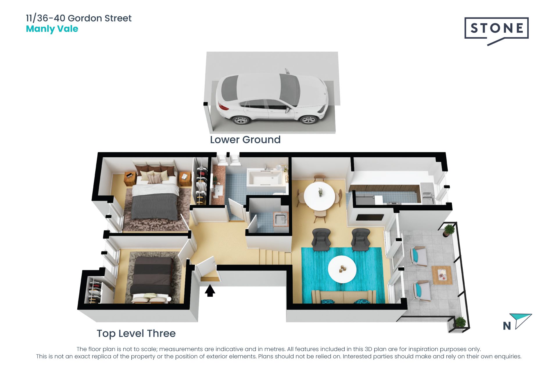 Stylish two bedroom apartment with large leafy north balcony