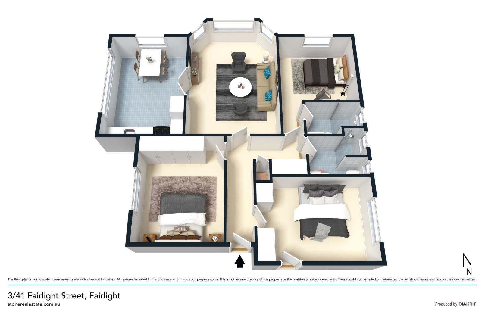 Three bedroom apartment with harbour views