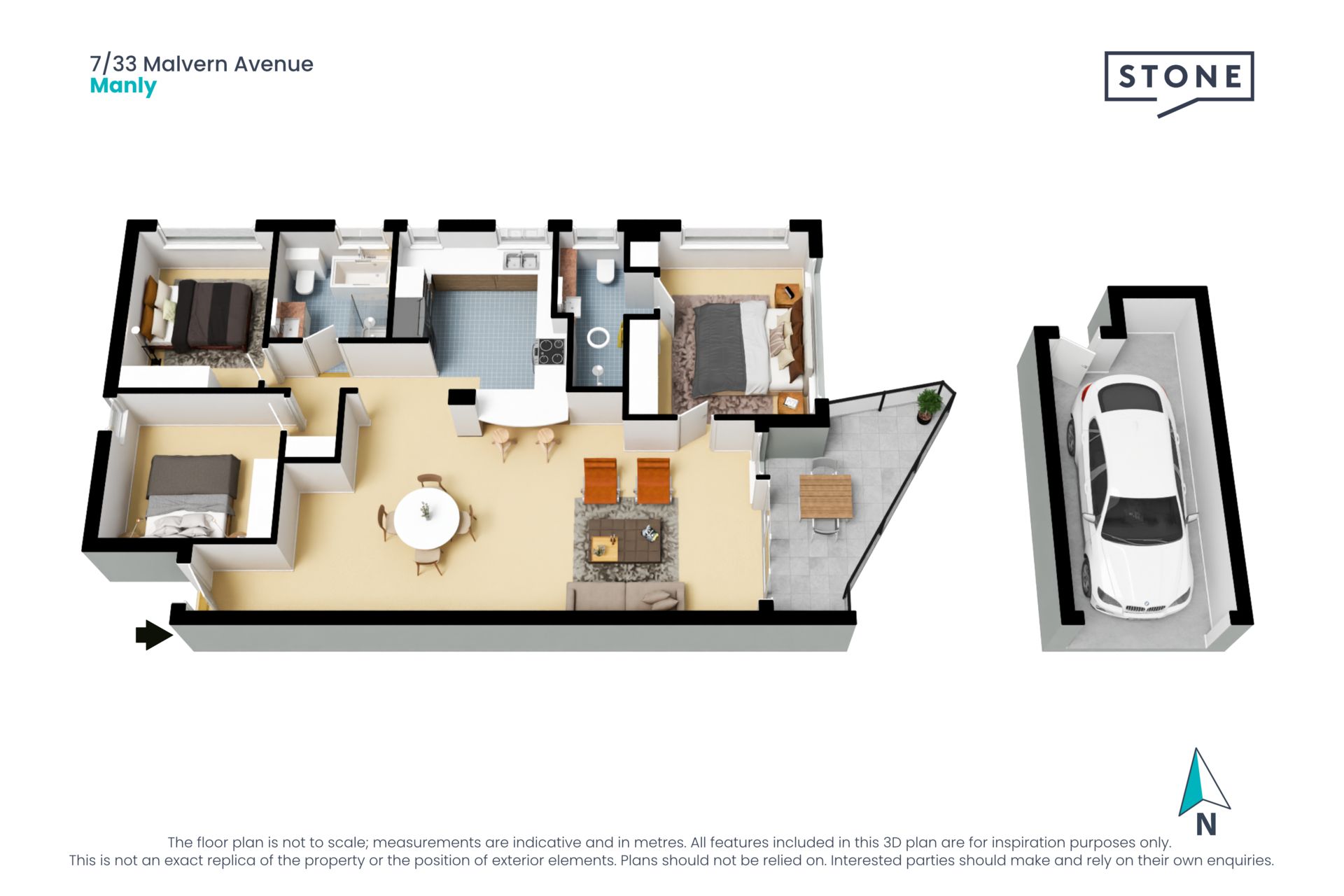 Spacious sunlit apartment just 250m from the beach