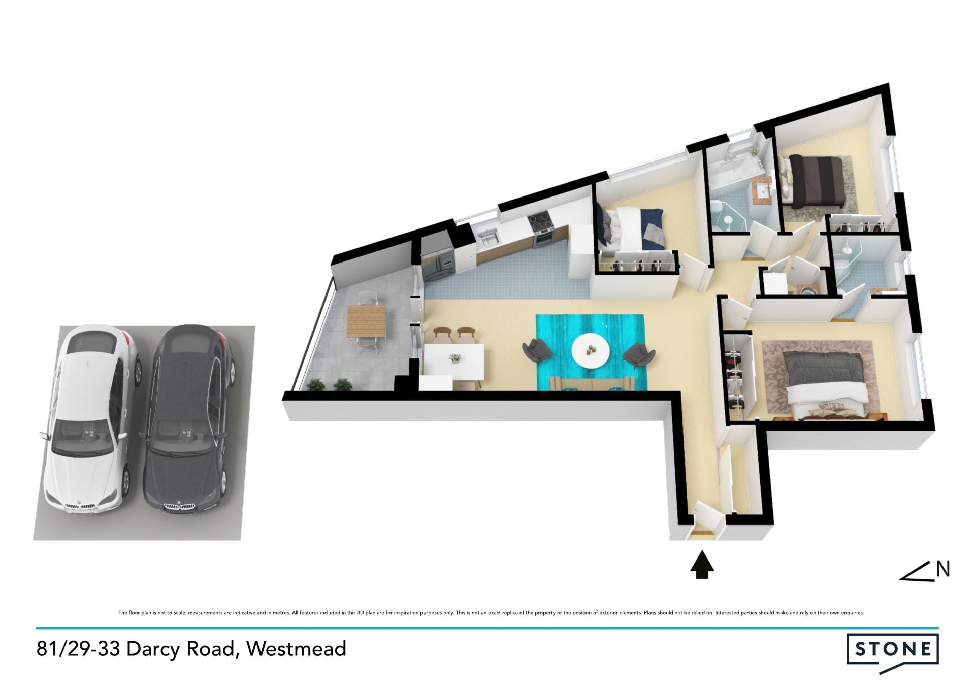 Sun drenched, top floor apartment