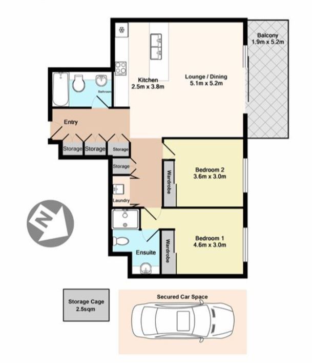 Near new north facing designer apartment