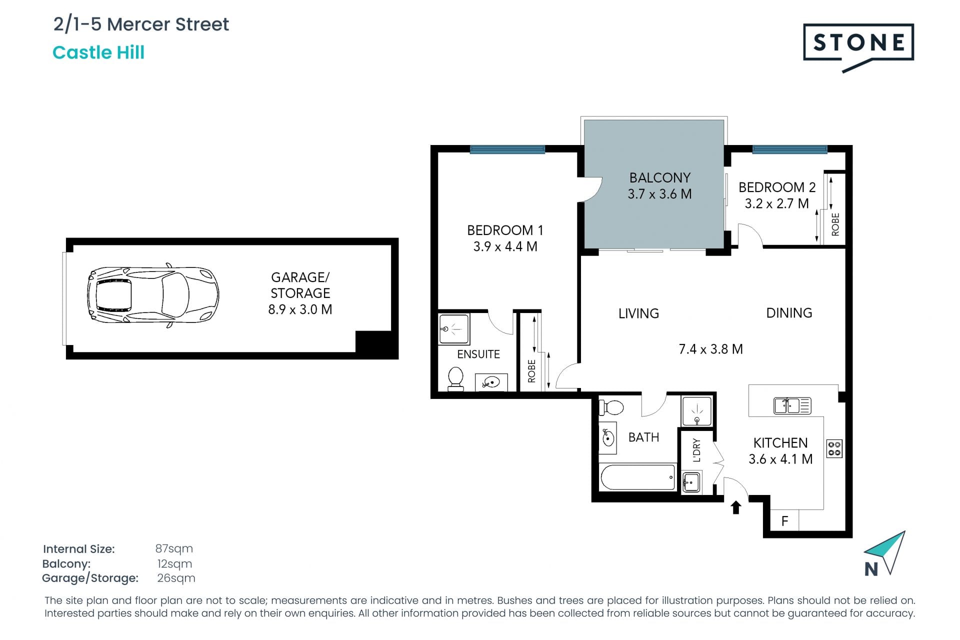 Spacious modern apartment moments from Castle Towers