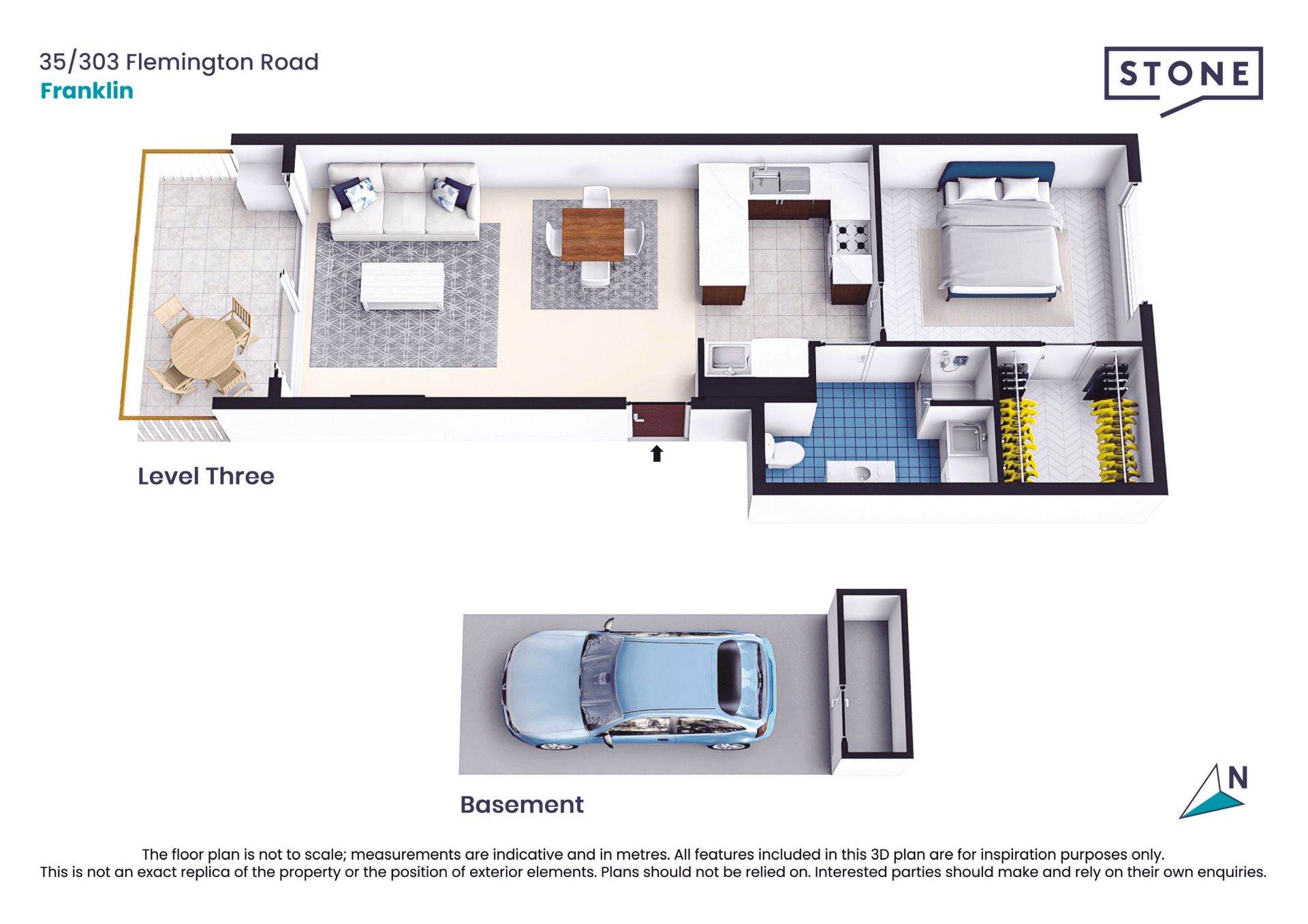 Top floor apartment with spacious kitchen and walk-in robe.