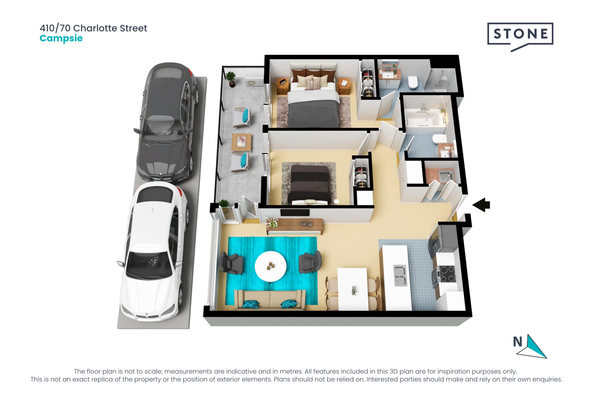Contemporary apartment in village hub