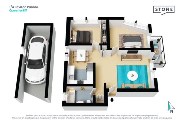 Tranquil 2 bedroom apartment with ocean glimpses