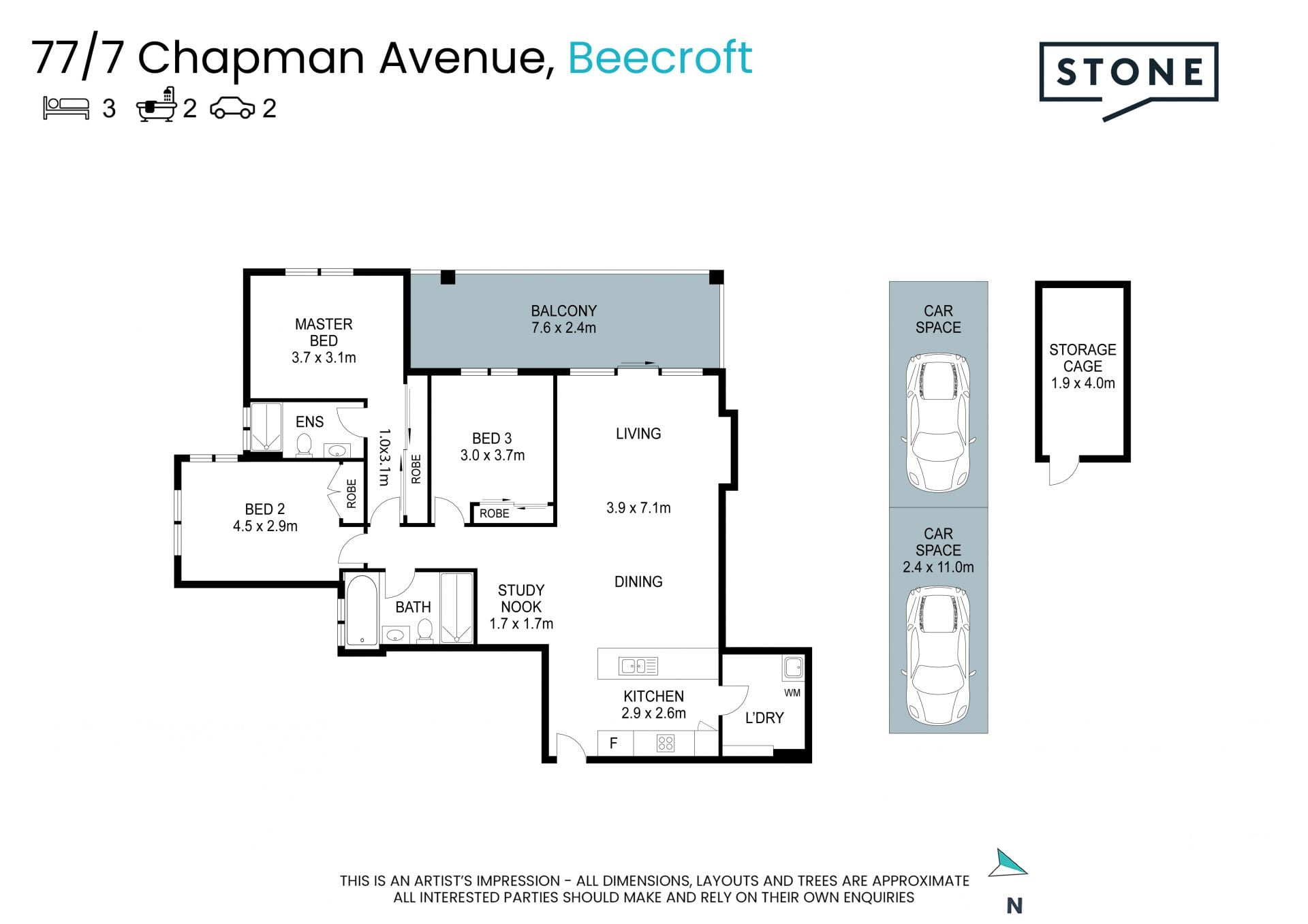 Luxury 3 bedroom 153sqm apartment in Beecroft Primary catchment