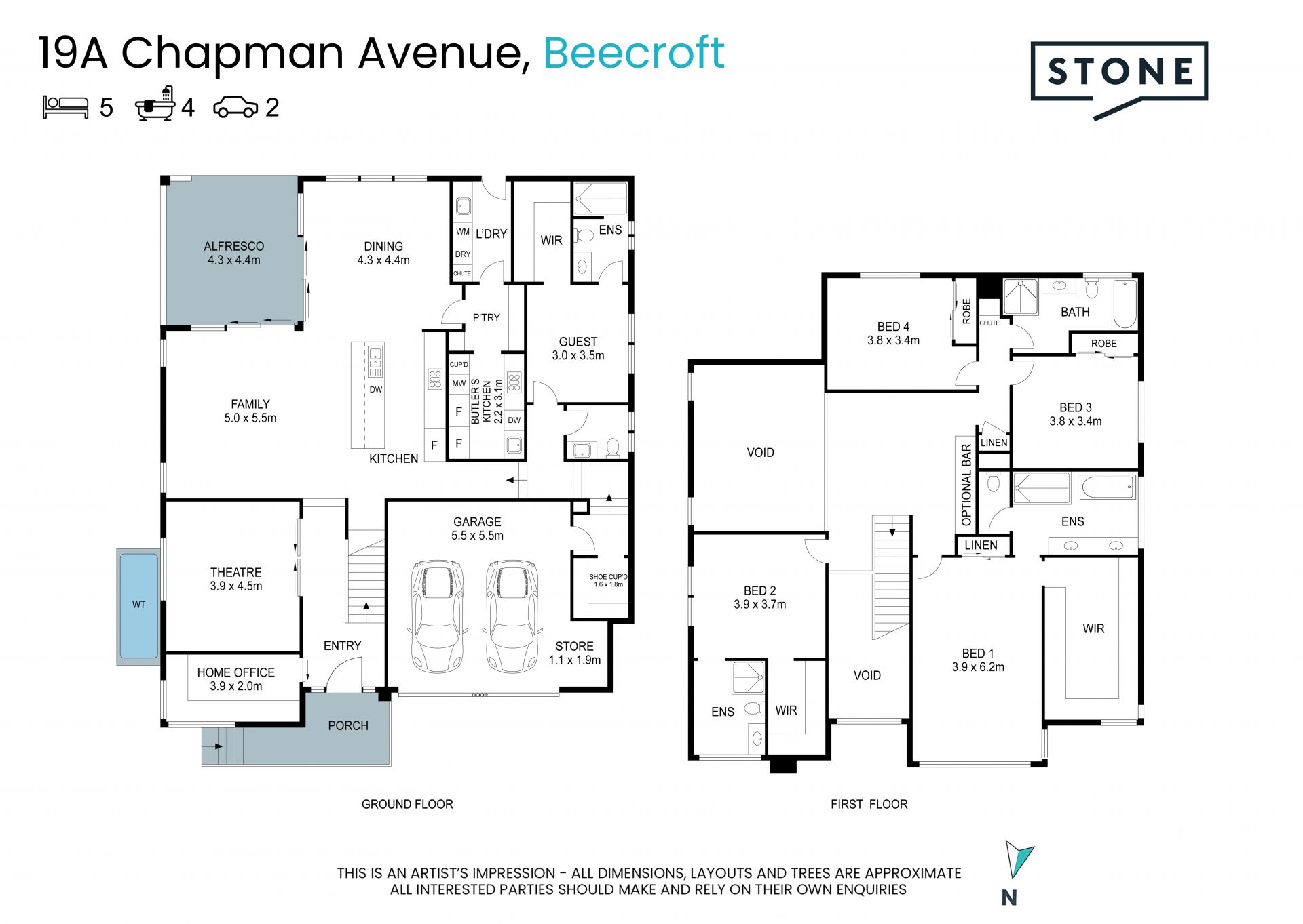 Architecturally designed master built five bedroom home with study and theatre in Beecroft Primary Catchment