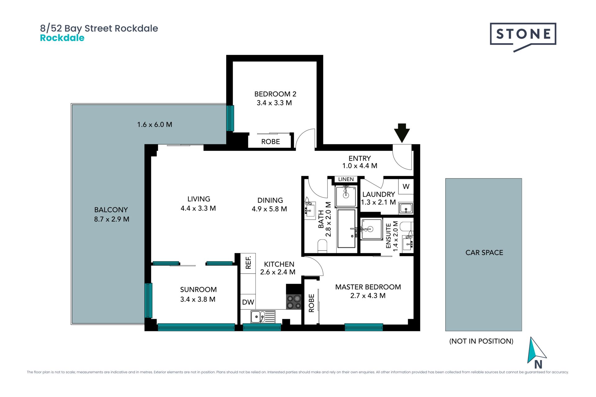 Chic and sunny, two beds plus sunroom (130 sqm total area)