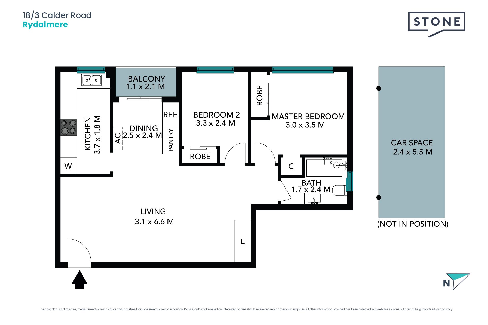 Two-bedroom Apartment with an east-facing balcony