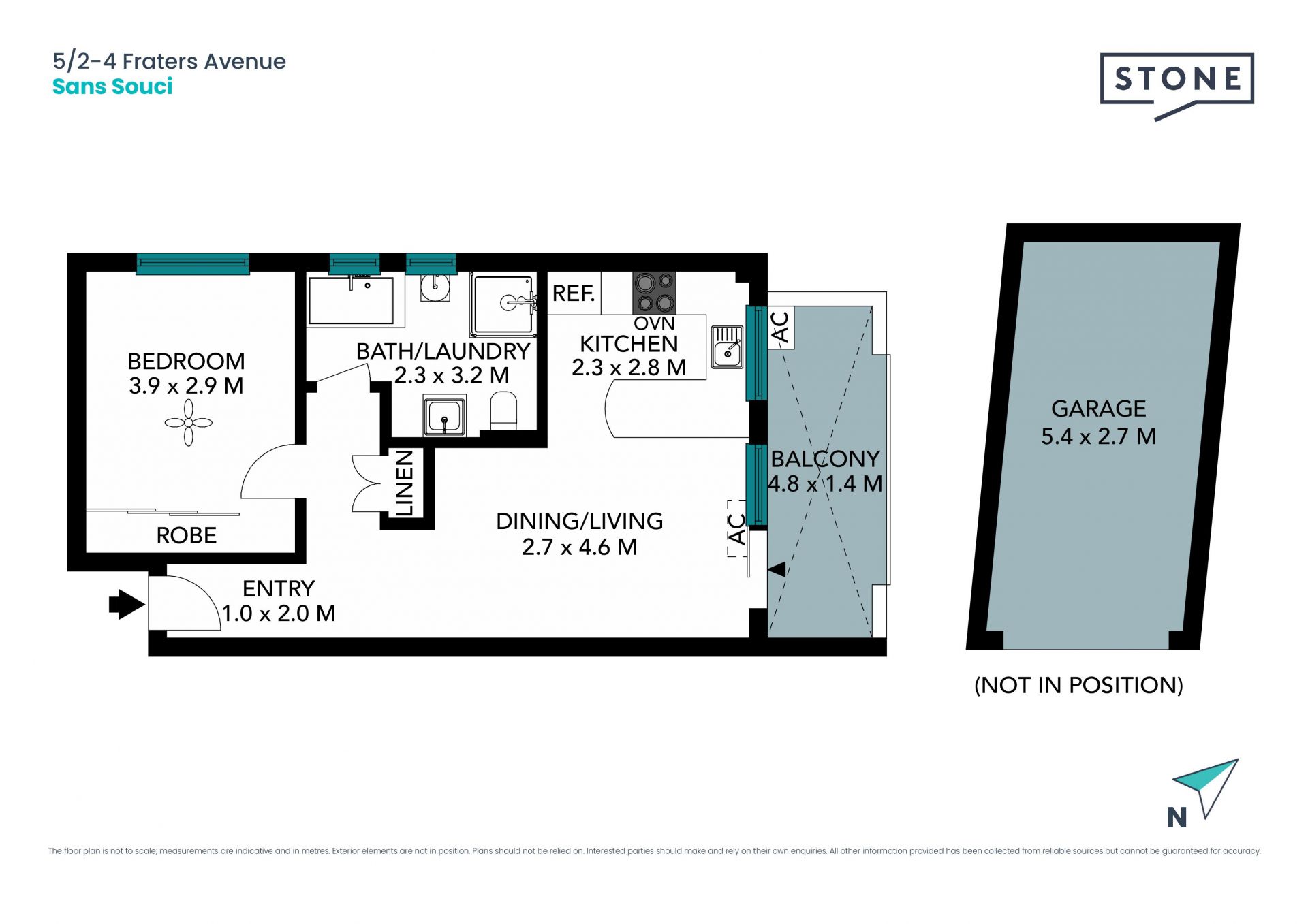 Fresh and bright one-bedder with balcony and garage