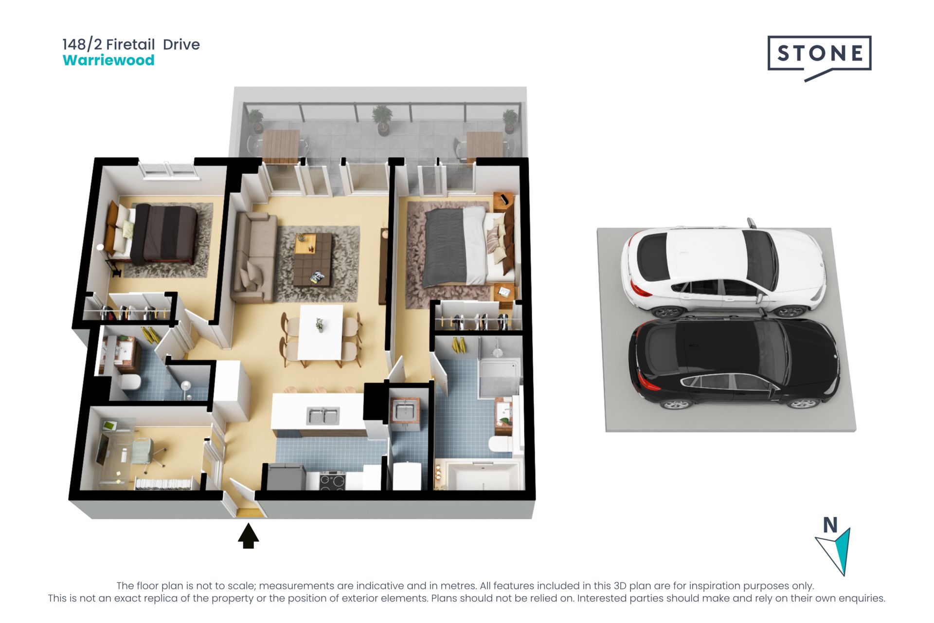 Modern apartment with large balcony and separate nursery/home office