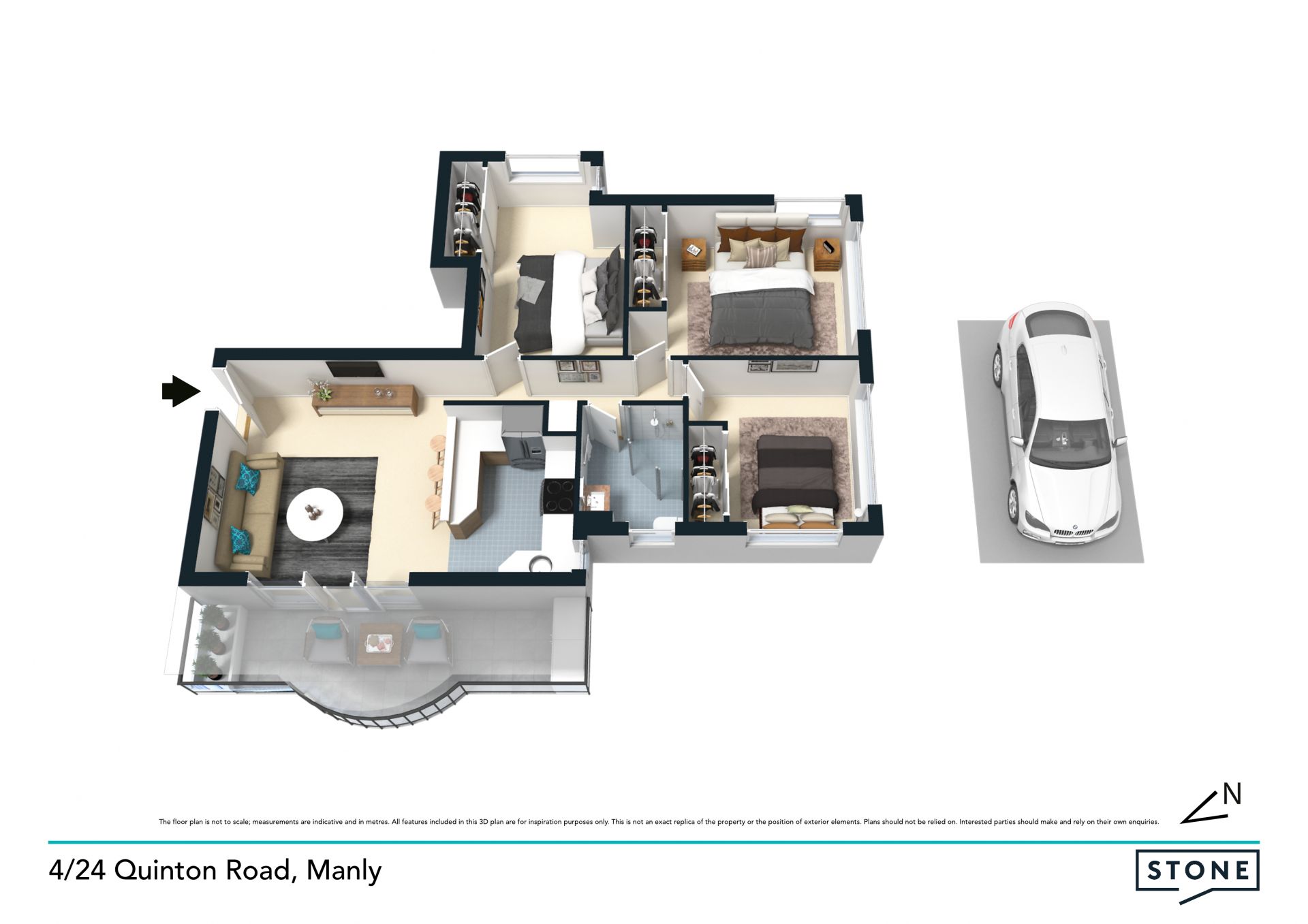 Generous sized apartment walking distance to Manly