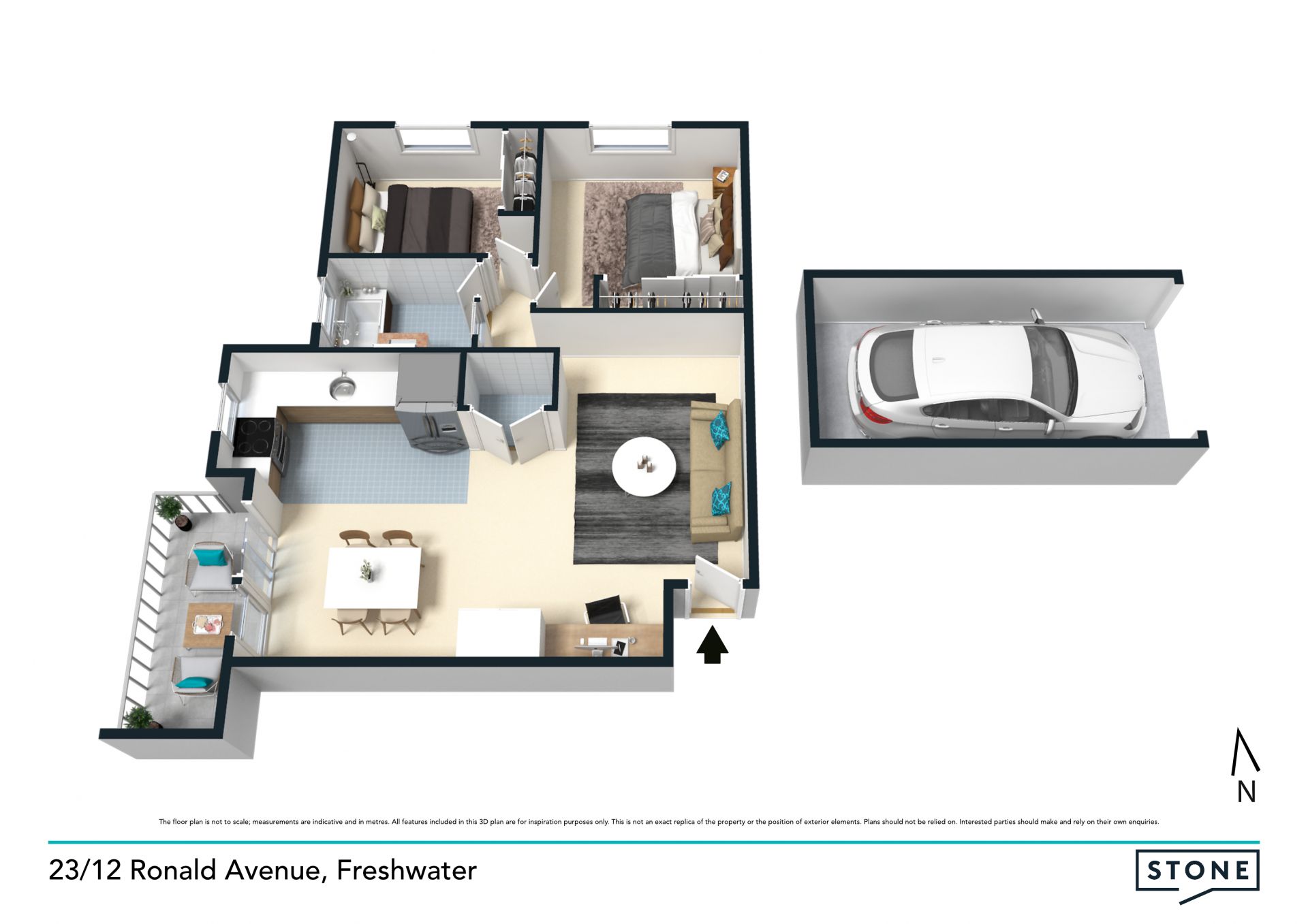 Executive two bedroom apartment with sweeping district views