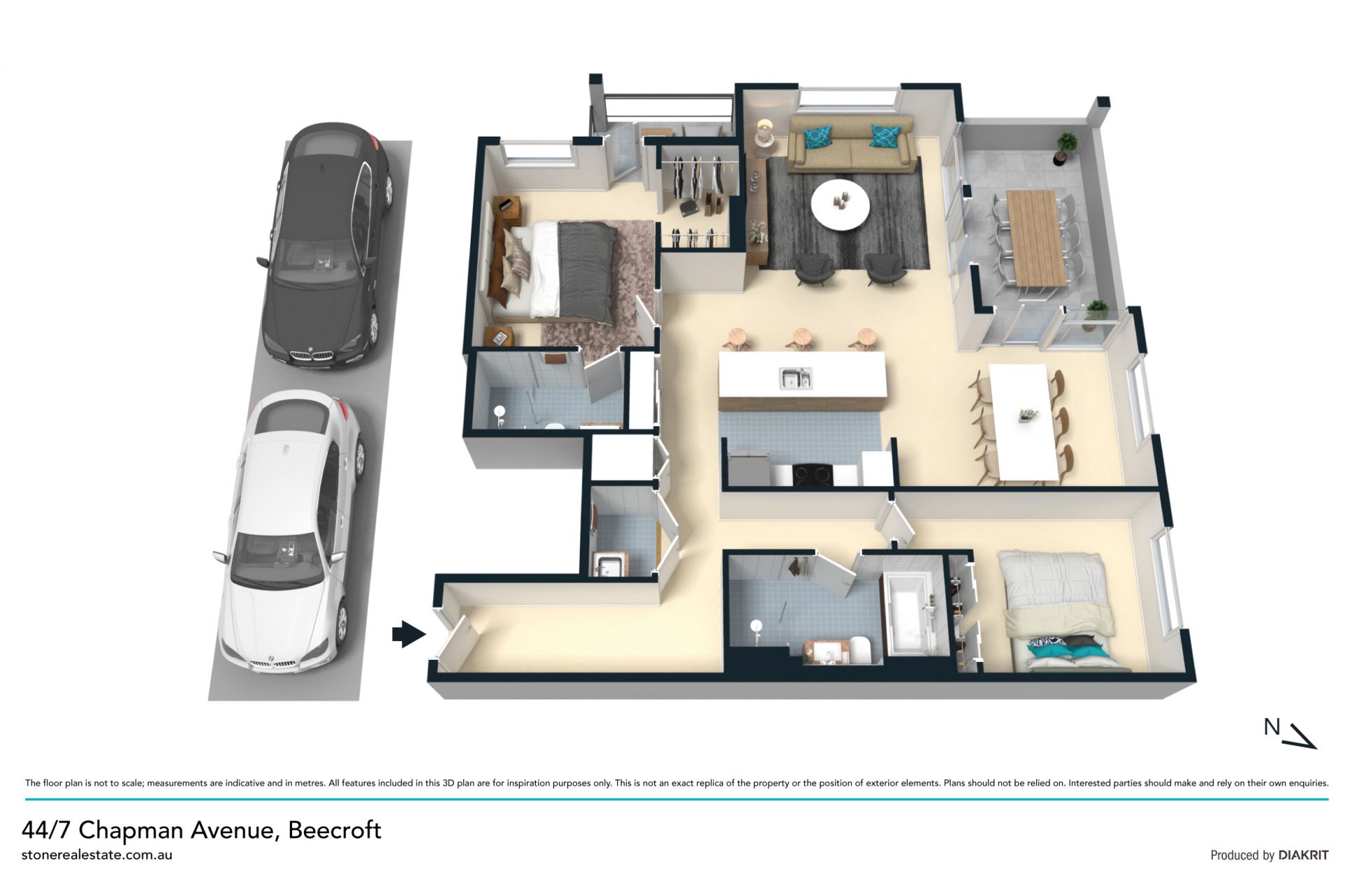 North-facing, over sized apartment fronting Chapman Avenue