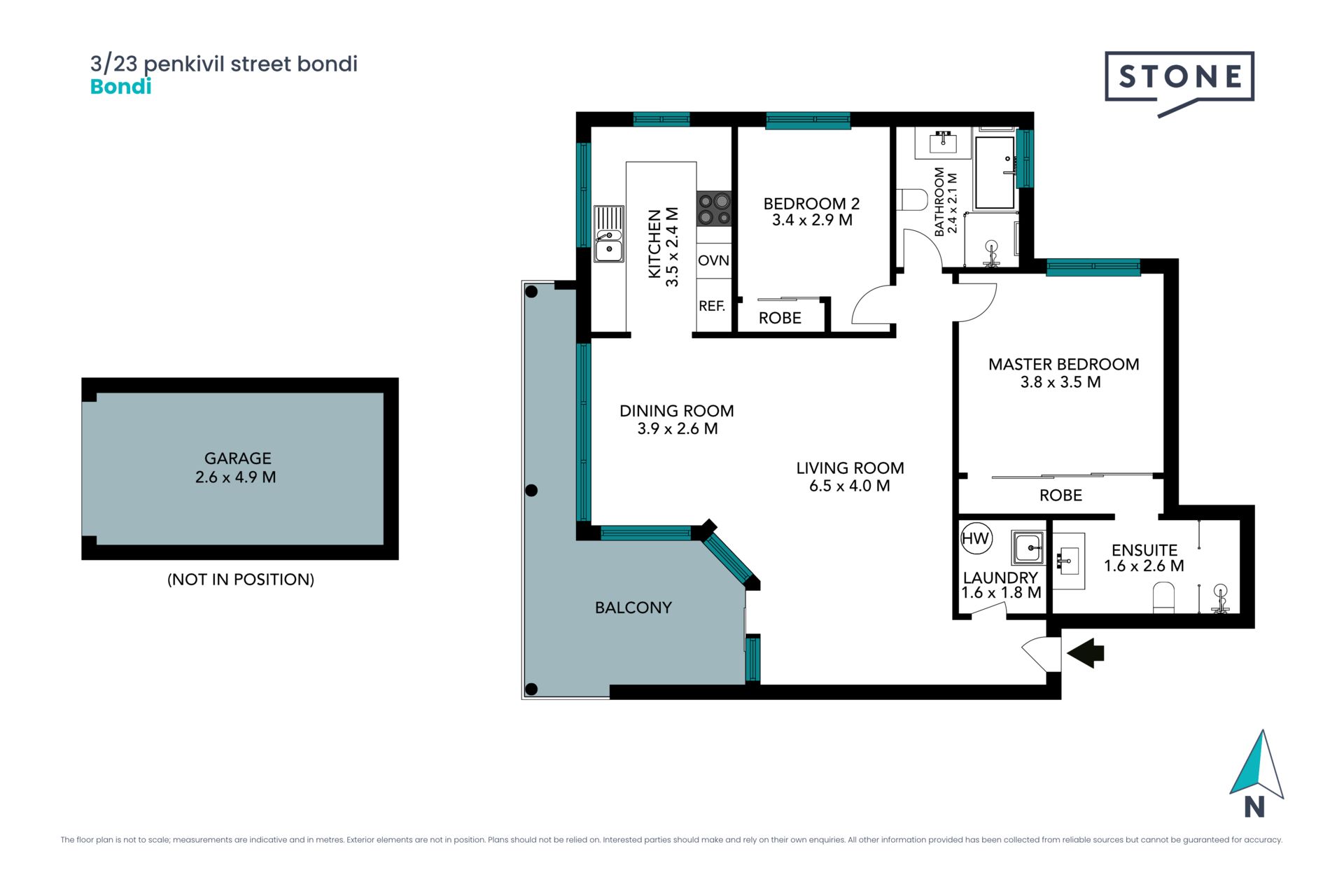 Quiet 2 bedroom unit at the rear of the block