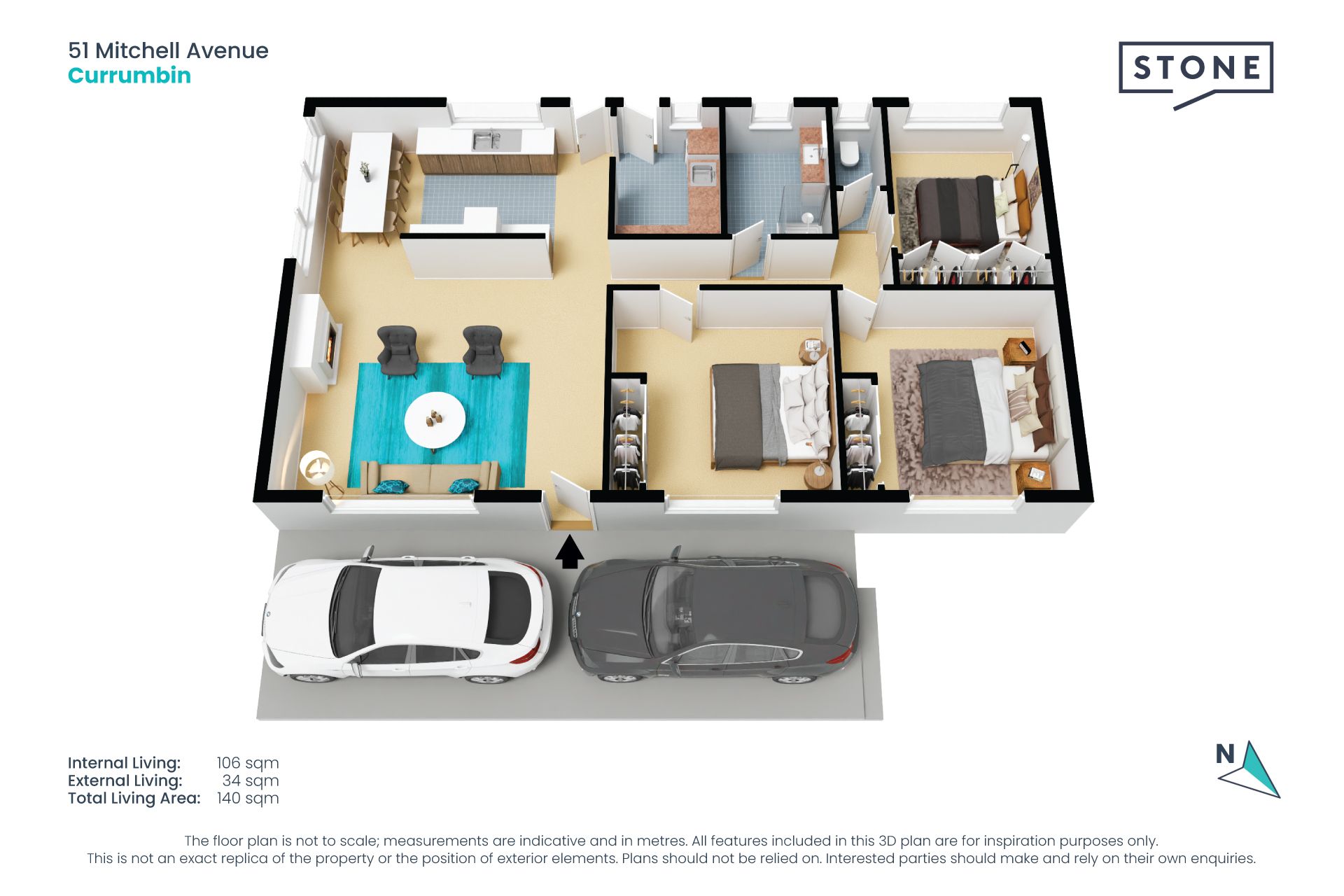 Cute, easy care beach house 400m to creek