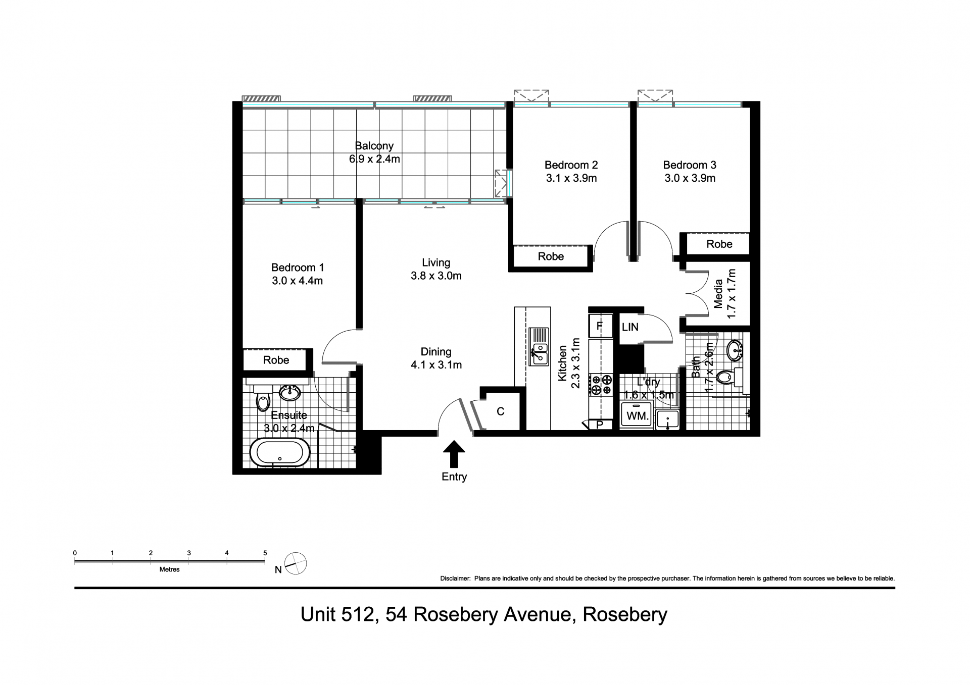 Modern Three Bedroom plus study For Lease