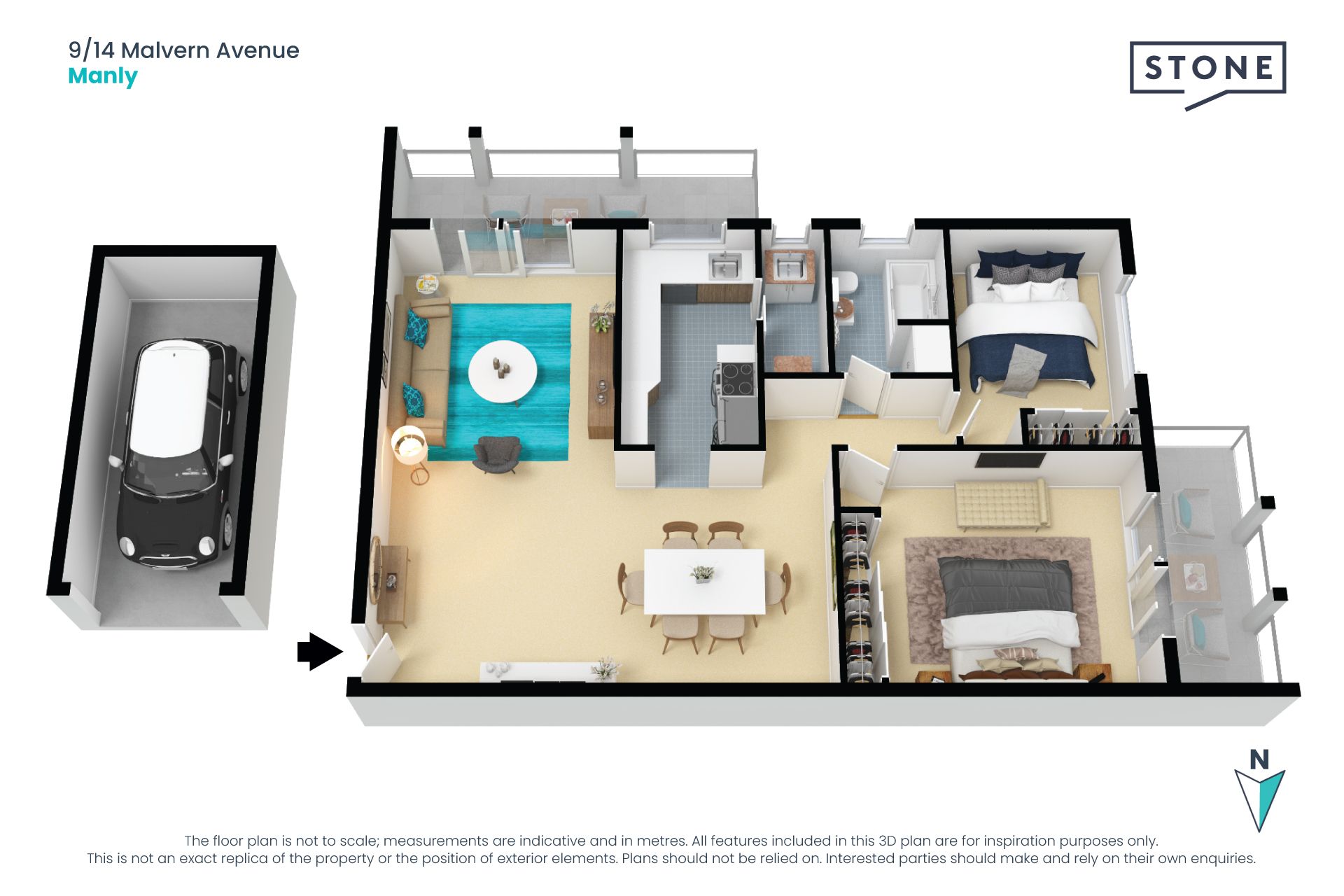 Premium luxury apartment one street from the beach