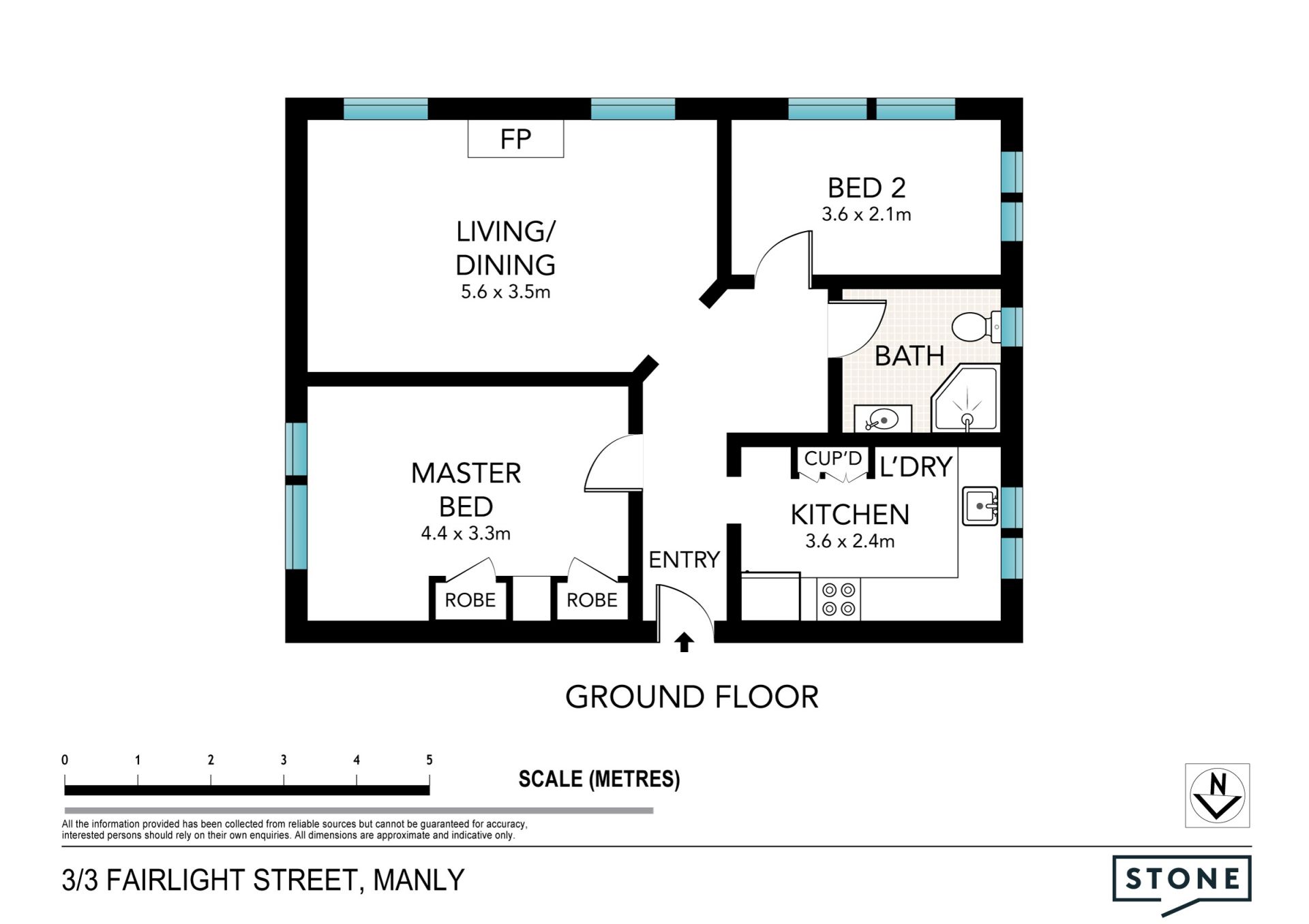 Updated Art deco two bedroom apartment