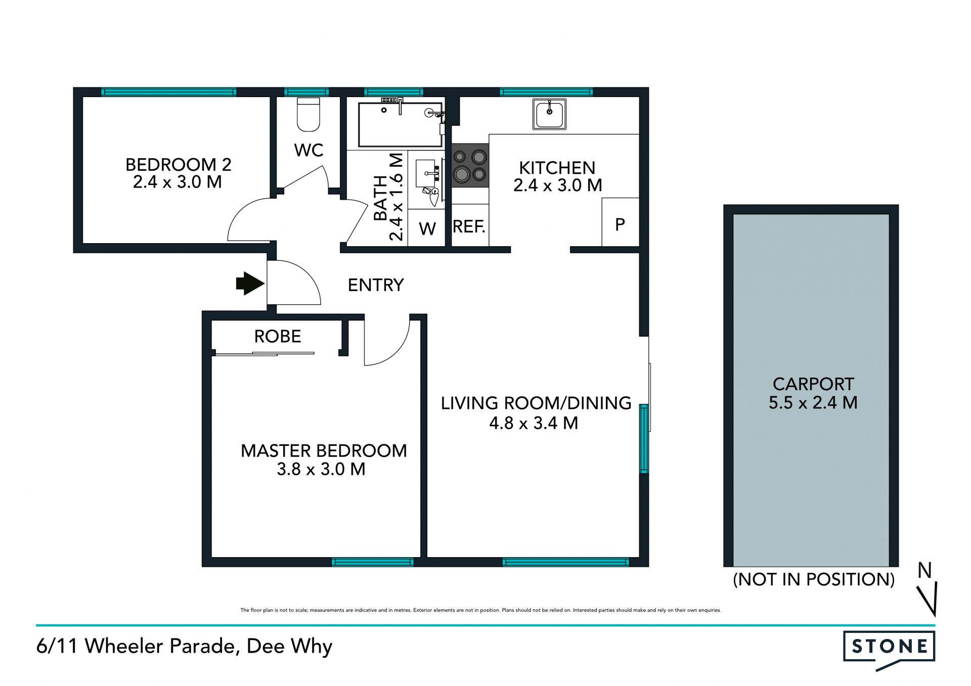 Light-filled groundfloor apartment in beachside location