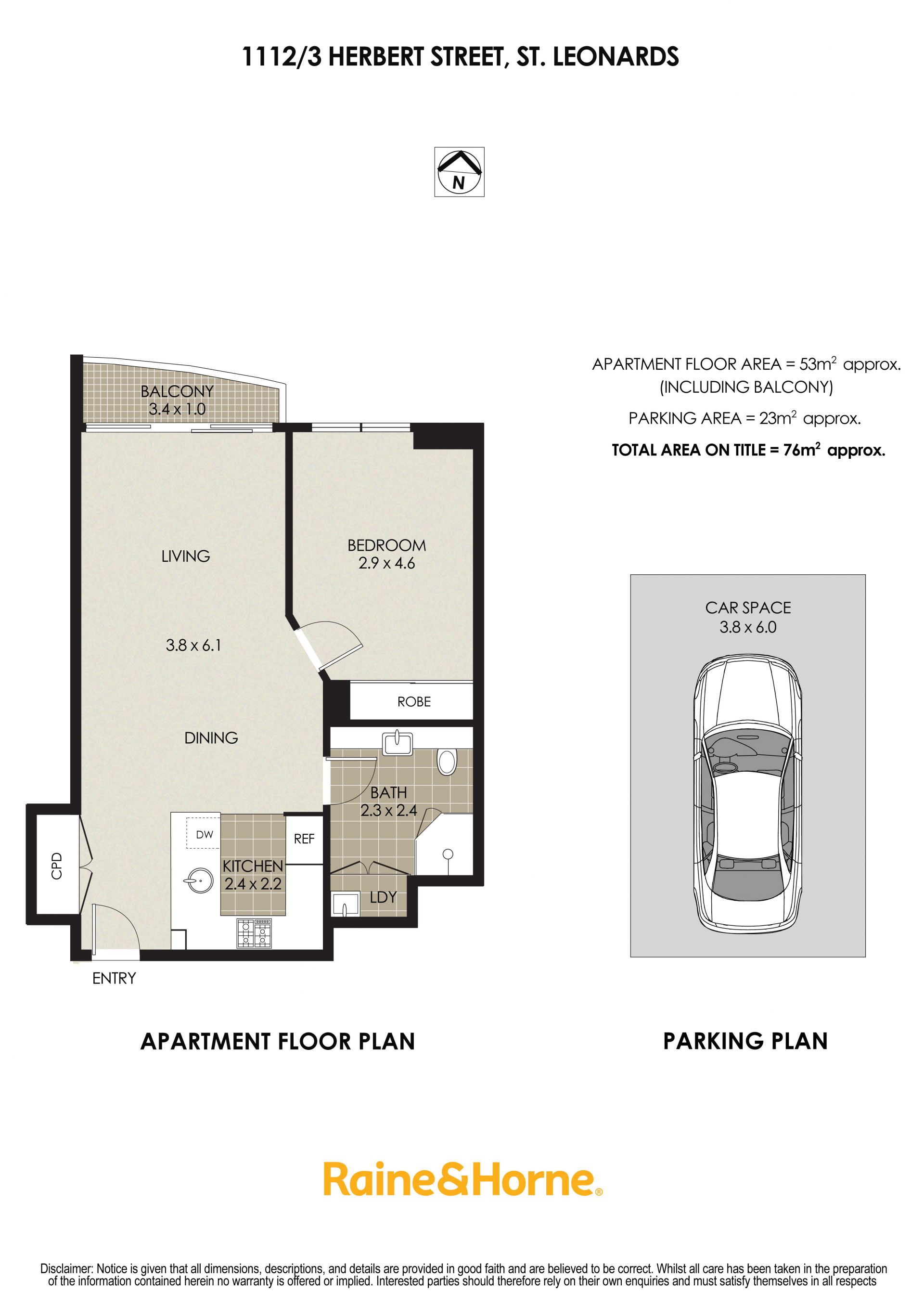 North  Facing 1 Bed Apartment with Car Space