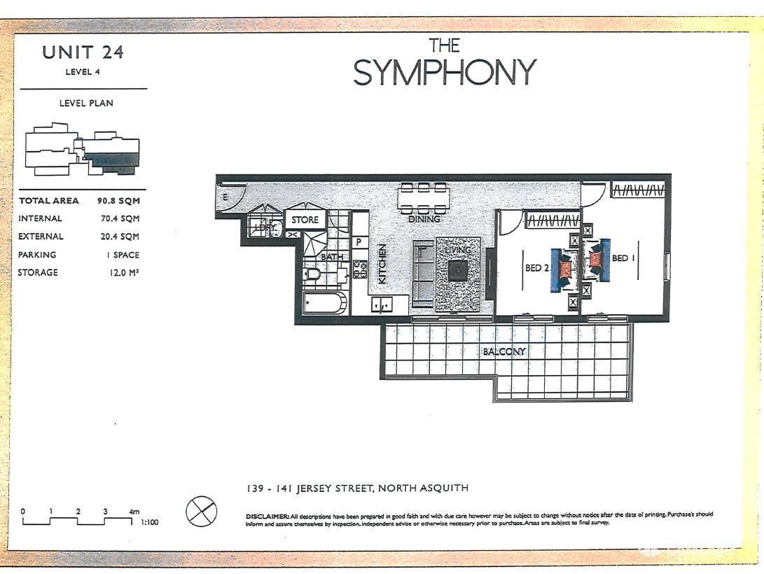 Top floor apartment with east facing balcony