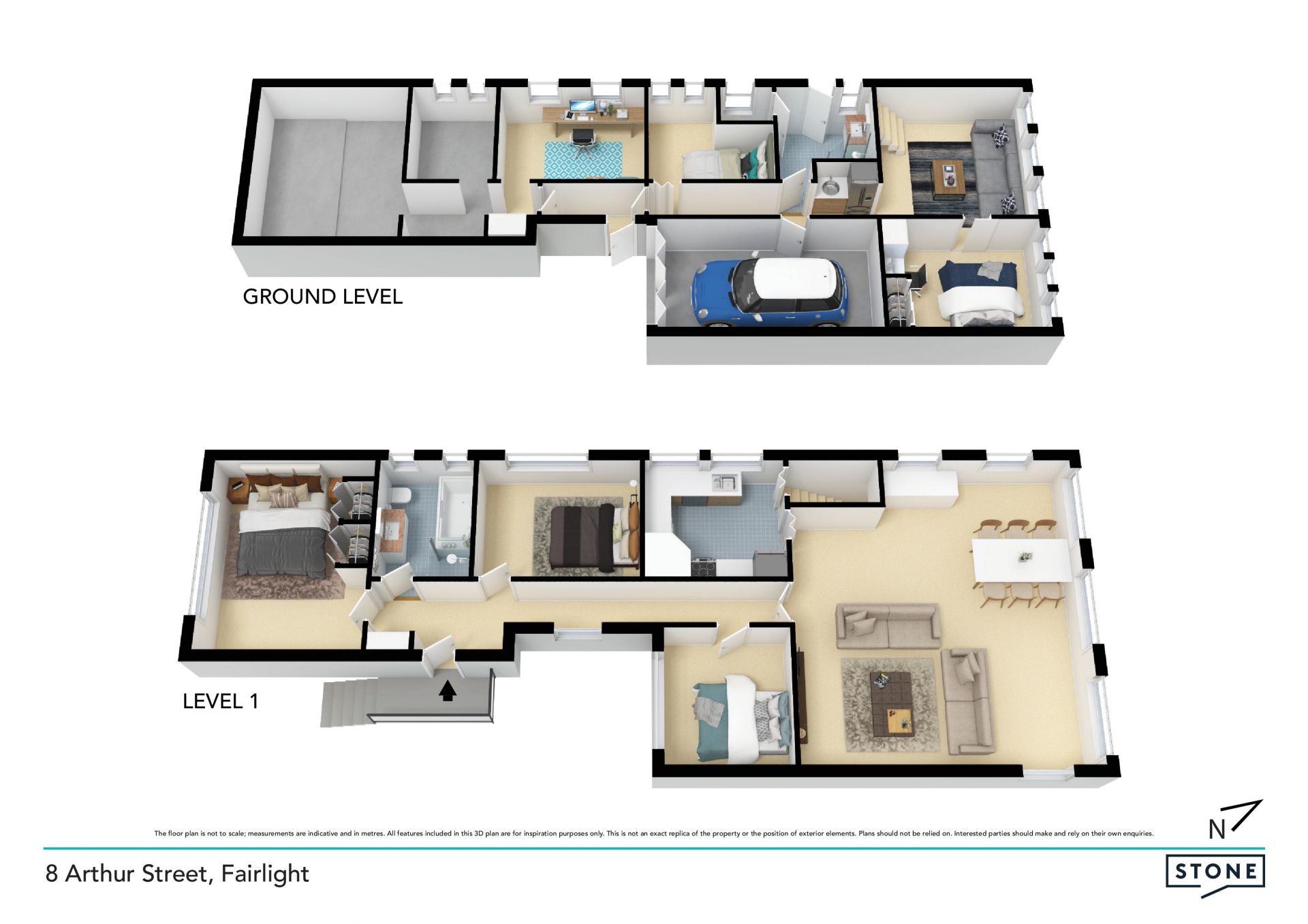 North facing dual level home in prime street setting