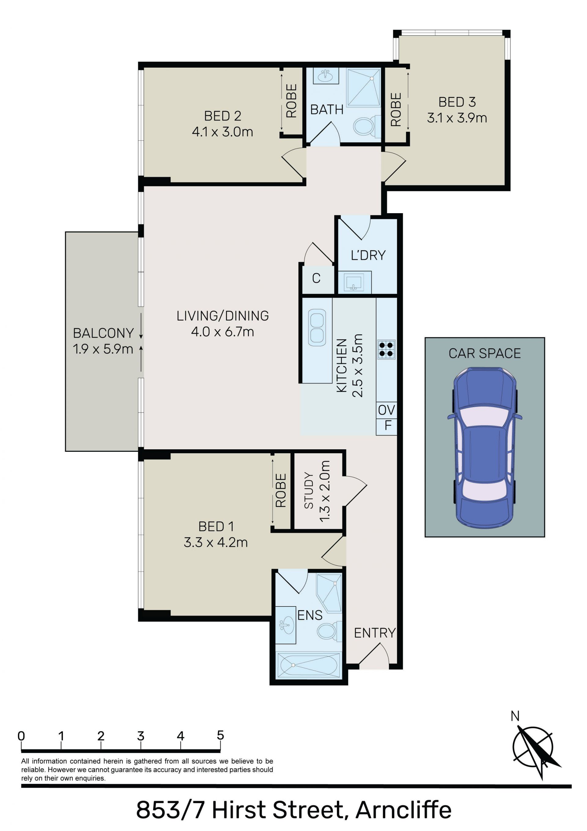 Luxury top floor 3 bedroom apartment