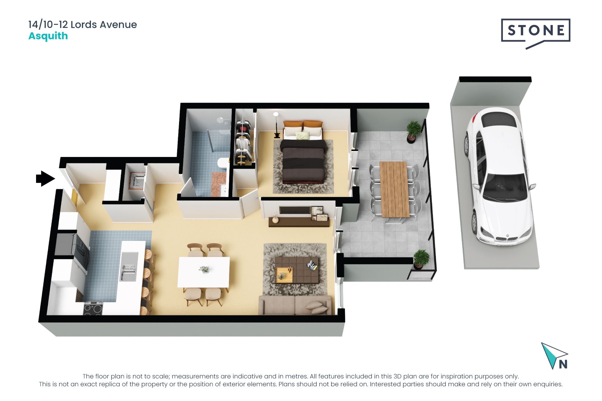 Modern one-bedroom apartment