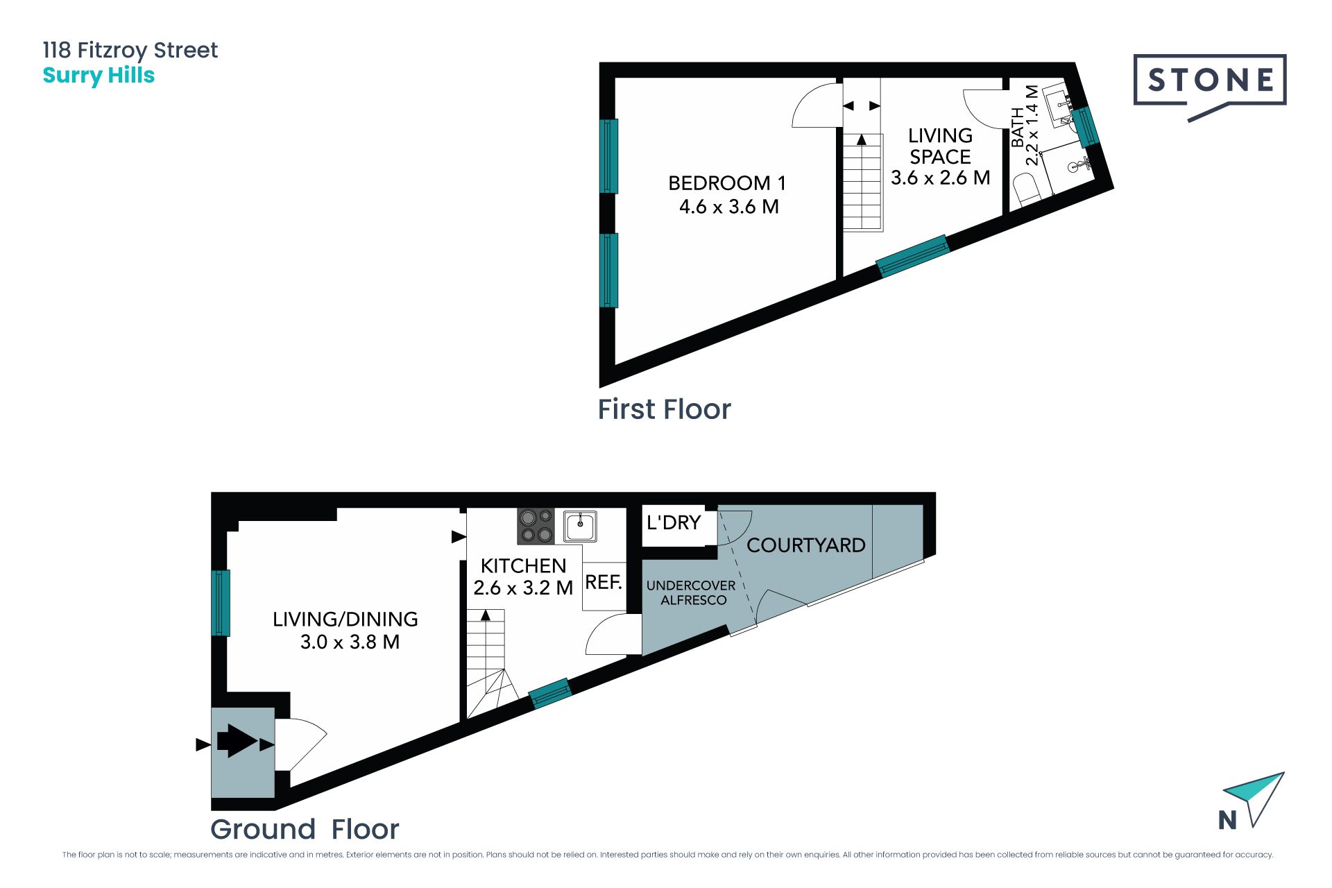 TWO STOREY, 1 BEDROOM TERRACE