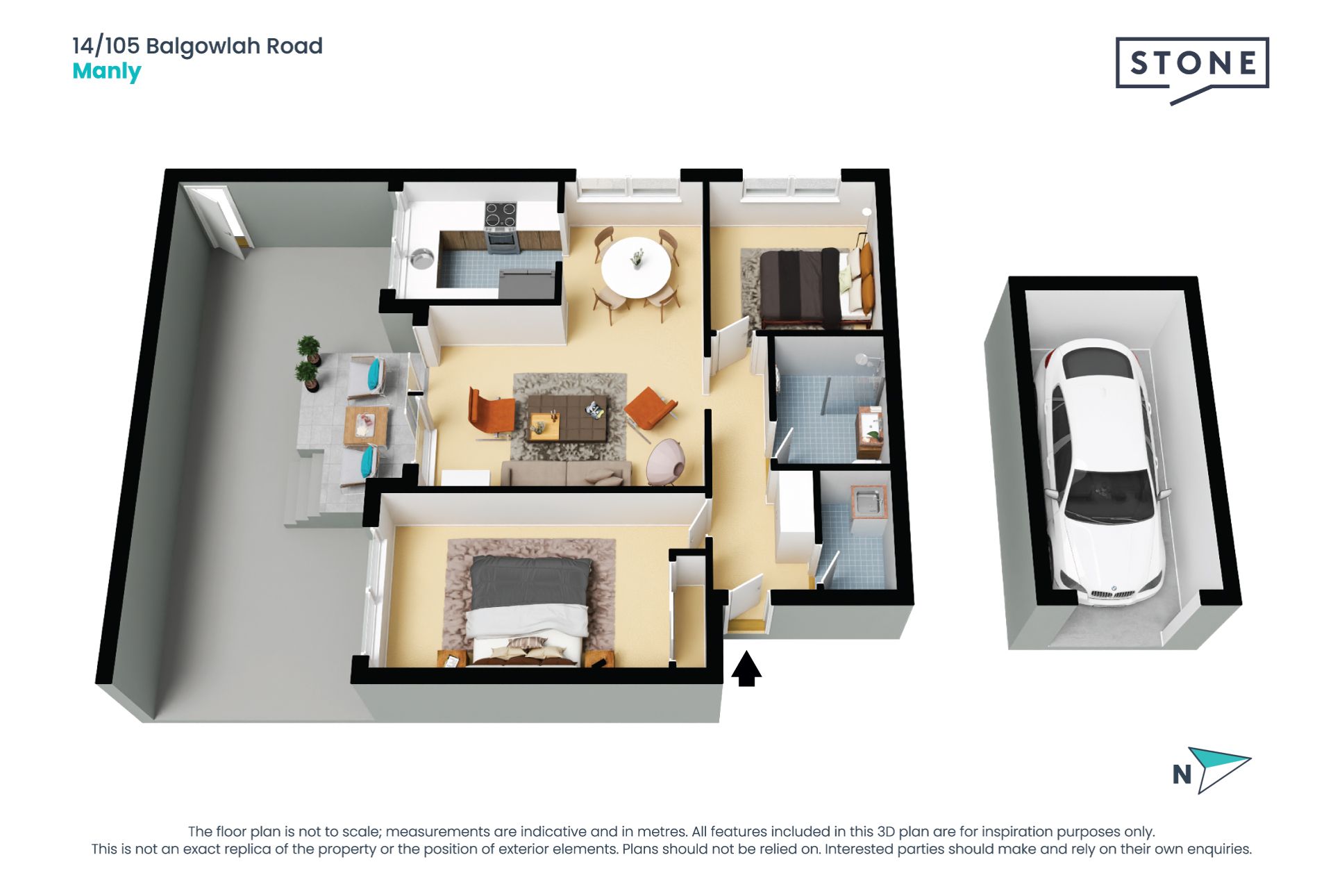 Oversized courtyard apartment in a prime location