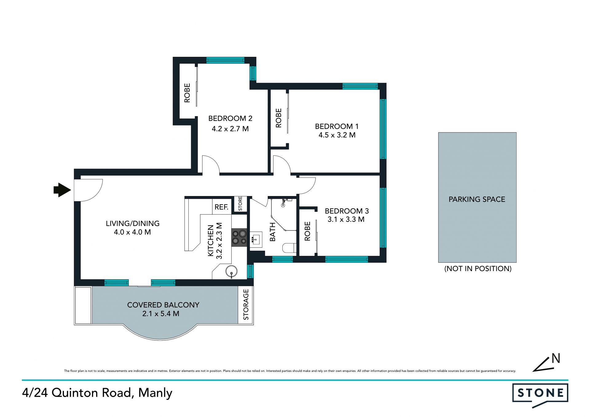 Generous sized apartment walking distance to Manly