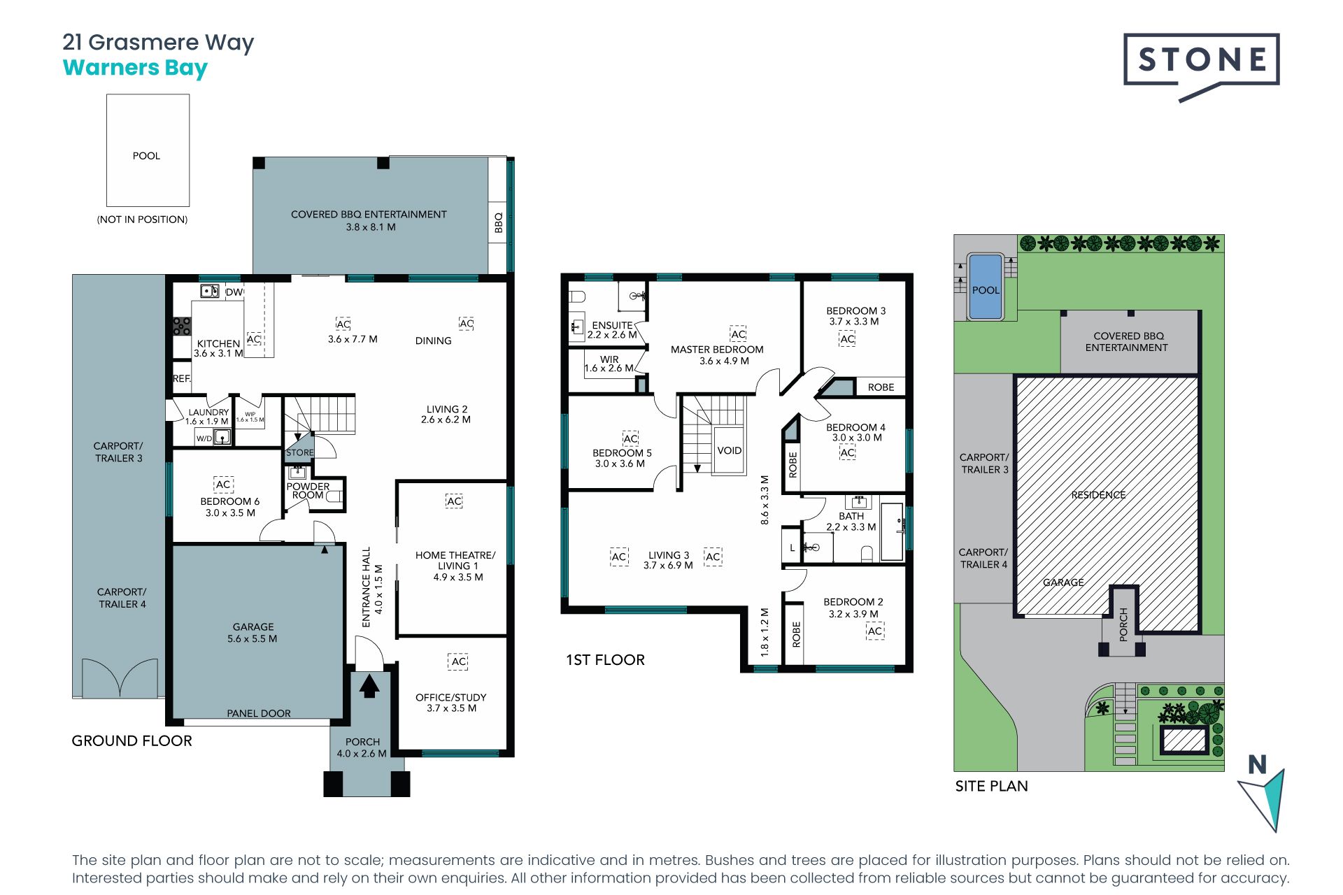 Multiple living spaces for families & entertainers