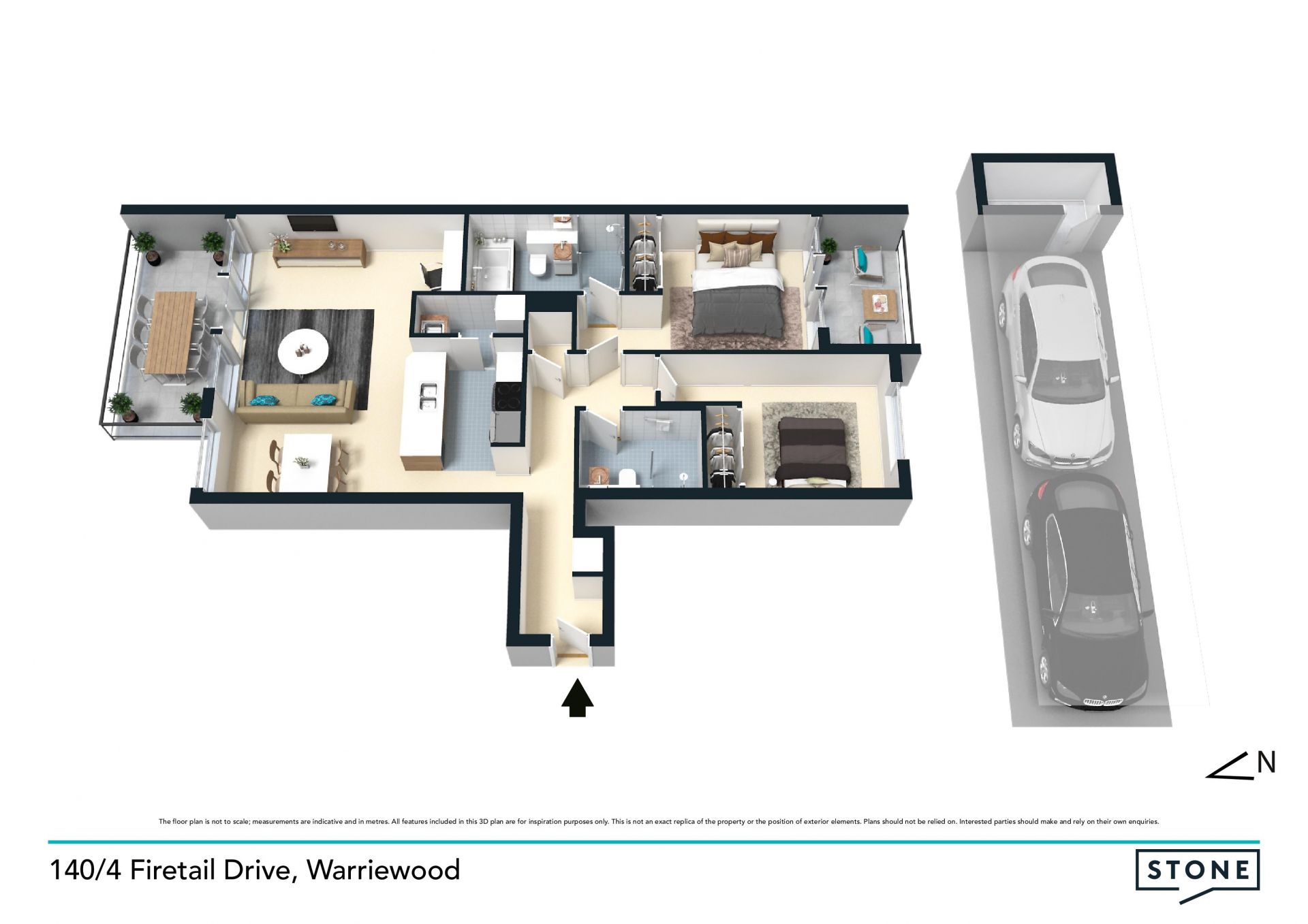Stylish apartment with Northerly aspect
