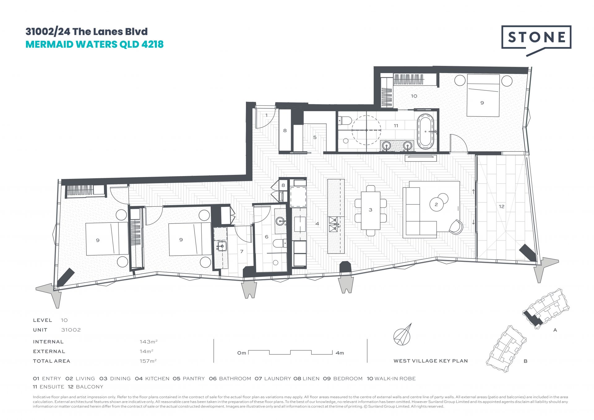 The Lanes Penthouse-Level 3-Bedroom with 2 Car Spaces & Storage Cage